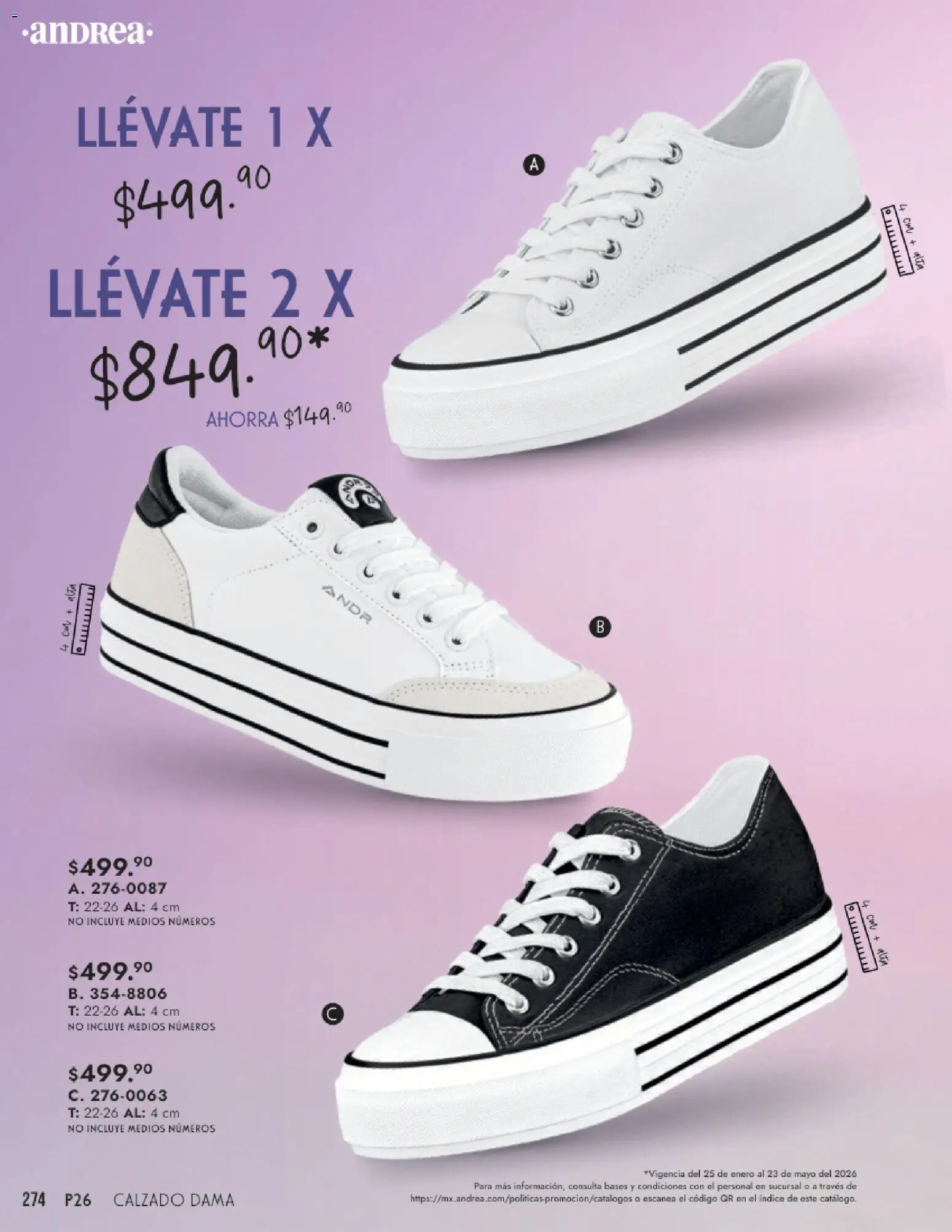 Nuevas ofertas de Andrea válidas en toda la República Mexicana desde el 25.01.2026. ¡Encuentra las mejores ofertas en Andrea catálogo Calzado Dama! | Página: 274 | Productos: Col
