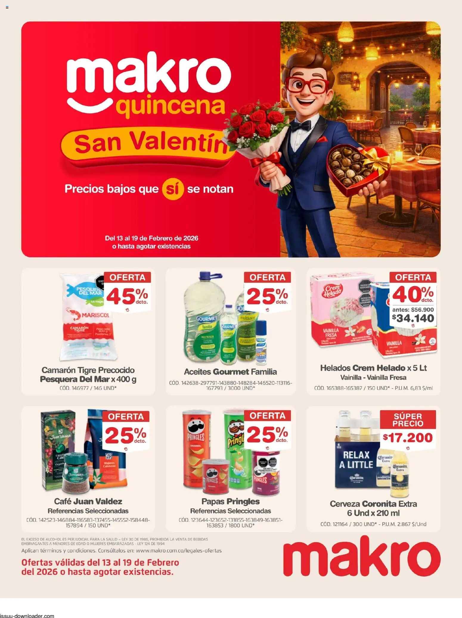 Makro revista - valida desde el 13.02.2026 | Página: 1 | Productos: Helado, Plátano, Café, Cerveza
