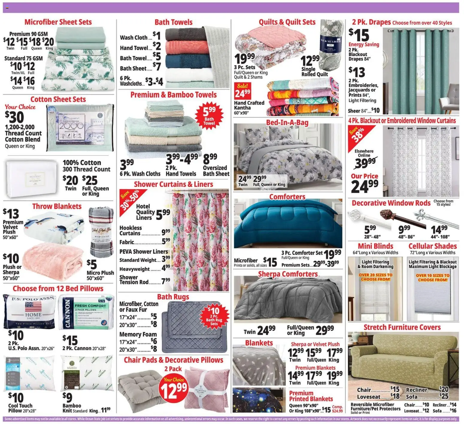 Ocean State Job Lot Weekly Ad - valid from 09.04.2026 | Page: 15 | Products: Pillow, Sofa, Chair, Comforter