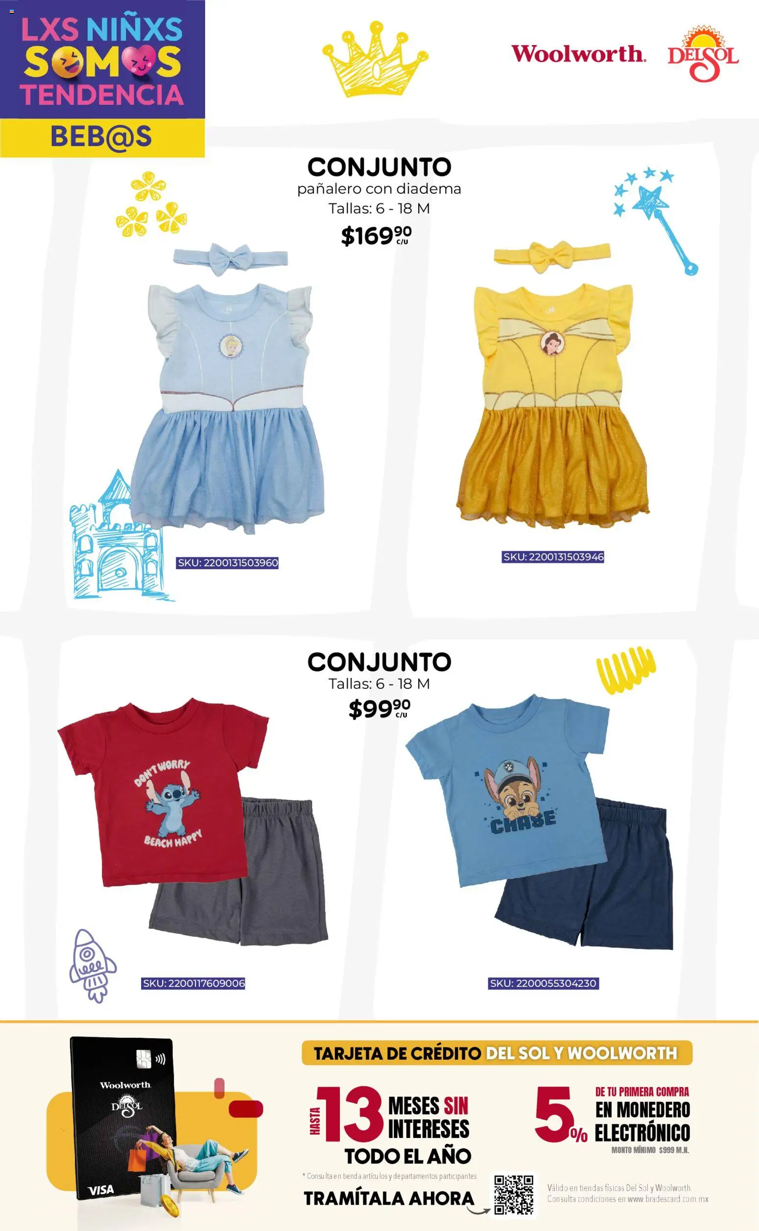 Nuevas ofertas de Del Sol y Woolworth válidas en toda la República Mexicana desde el 16.04.2026. ¡Encuentra las mejores ofertas en Del Sol y Woolworth katalog Moda Niños 2026! | Página: 16 | Productos: Monedero, Conjunto