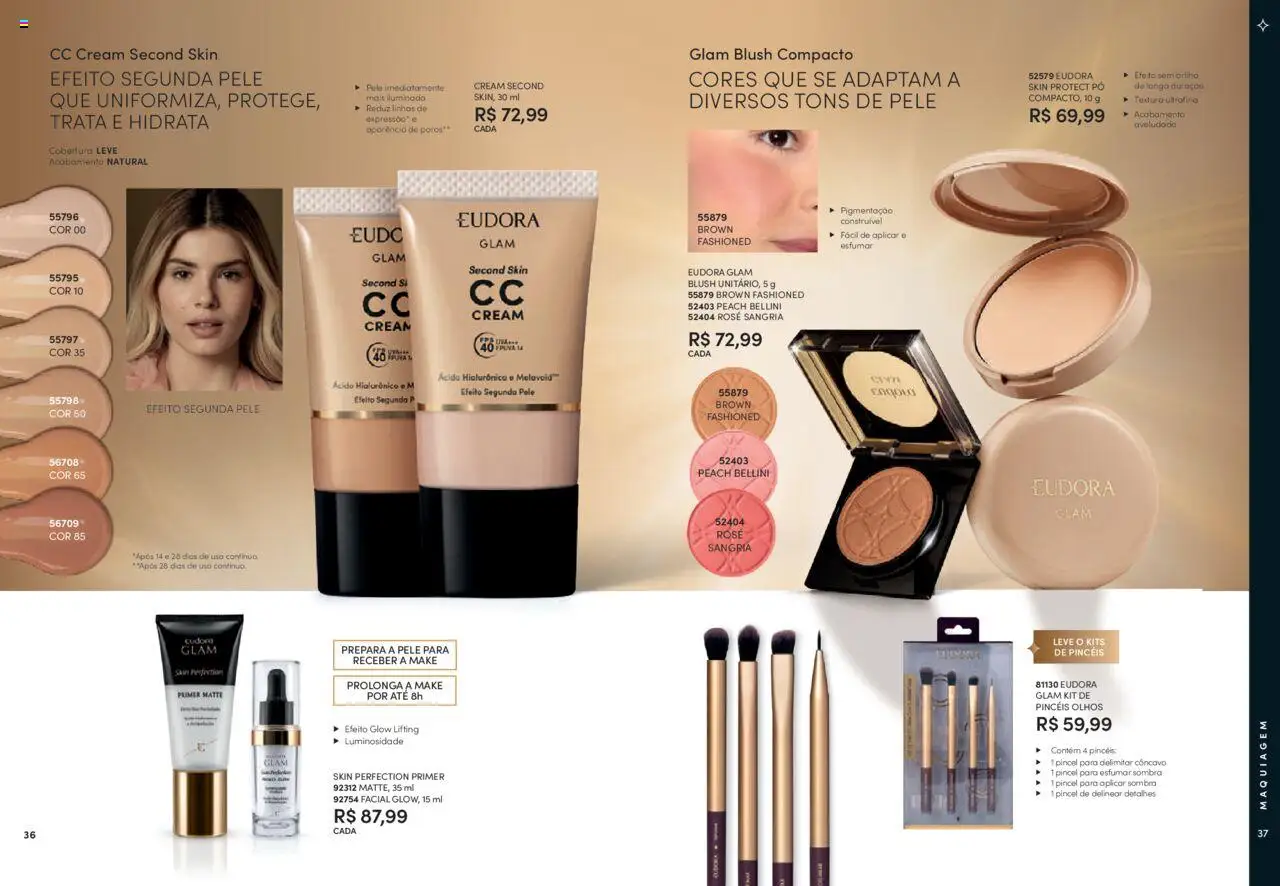 Eudora Folheto - válido de 06.08.2025 | Página: 19 | Produtos: Blush, Pincel, Segunda pele, Primer