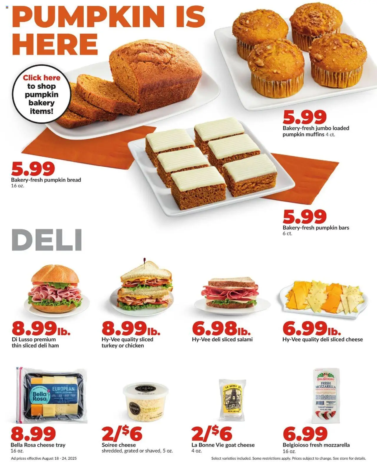 HyVee Weekly Ad - valid from 18.08.2025 | Page: 15 | Products: Bakery, Bread, Salami, Pumpkin