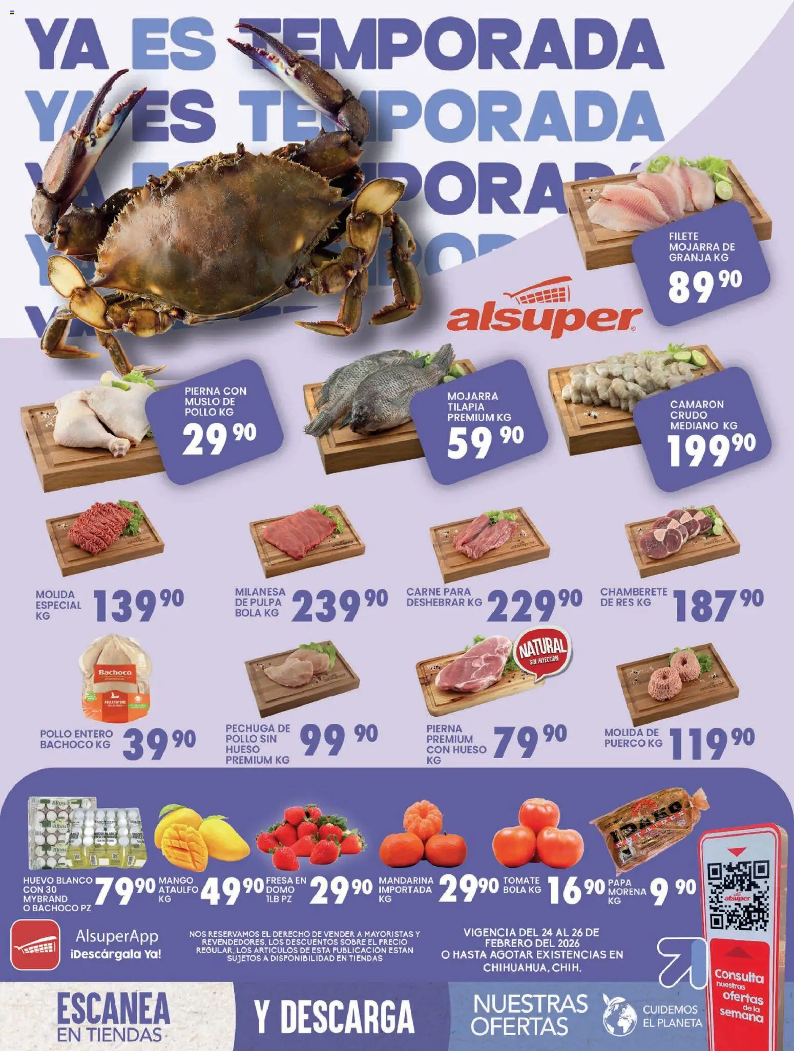 Nuevas ofertas de Alsuper válidas en toda la República Mexicana desde el 24.02.2026. ¡Encuentra las mejores ofertas en Alsuper folleto Chihuahua Capital! | Página: 1 | Productos: Pollo, Tomate, Huevo, Mango