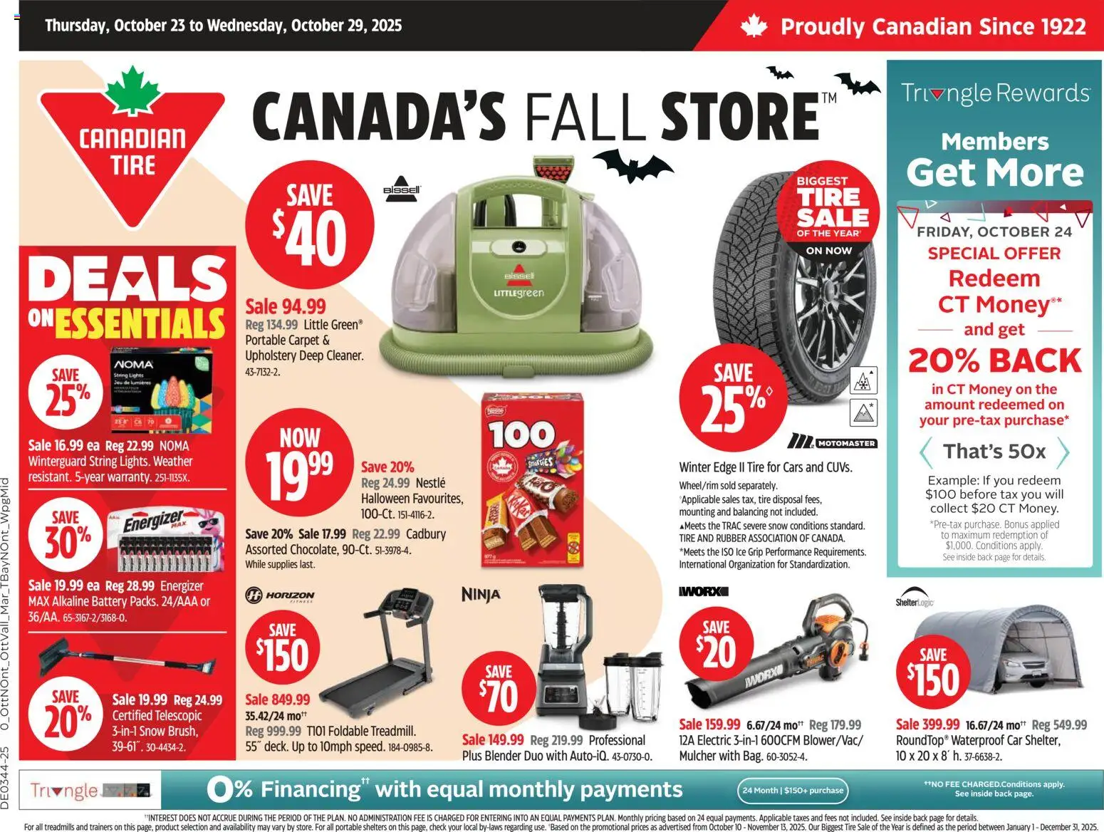 Canadian Tire flyer valid from 23.10.2025 | Page: 1 | Products: Battery, Carpet