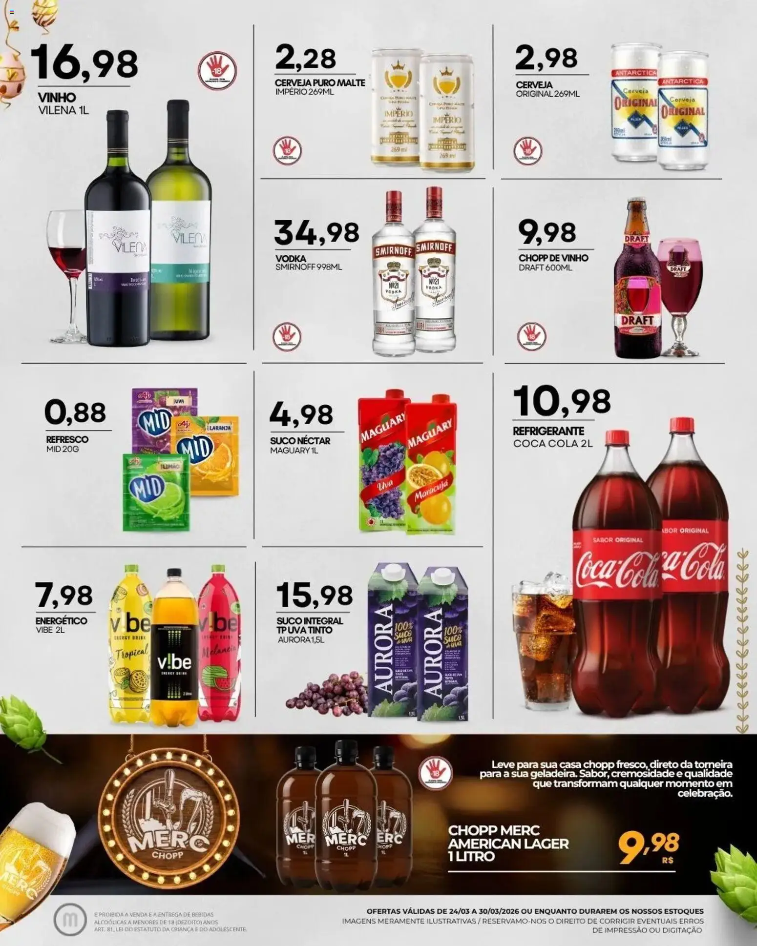 Mercadão Atacadista Folheto - válido de 24.03.2026 | Página: 10 | Produtos: Suco, Vinho, Torneira, Refrigerante