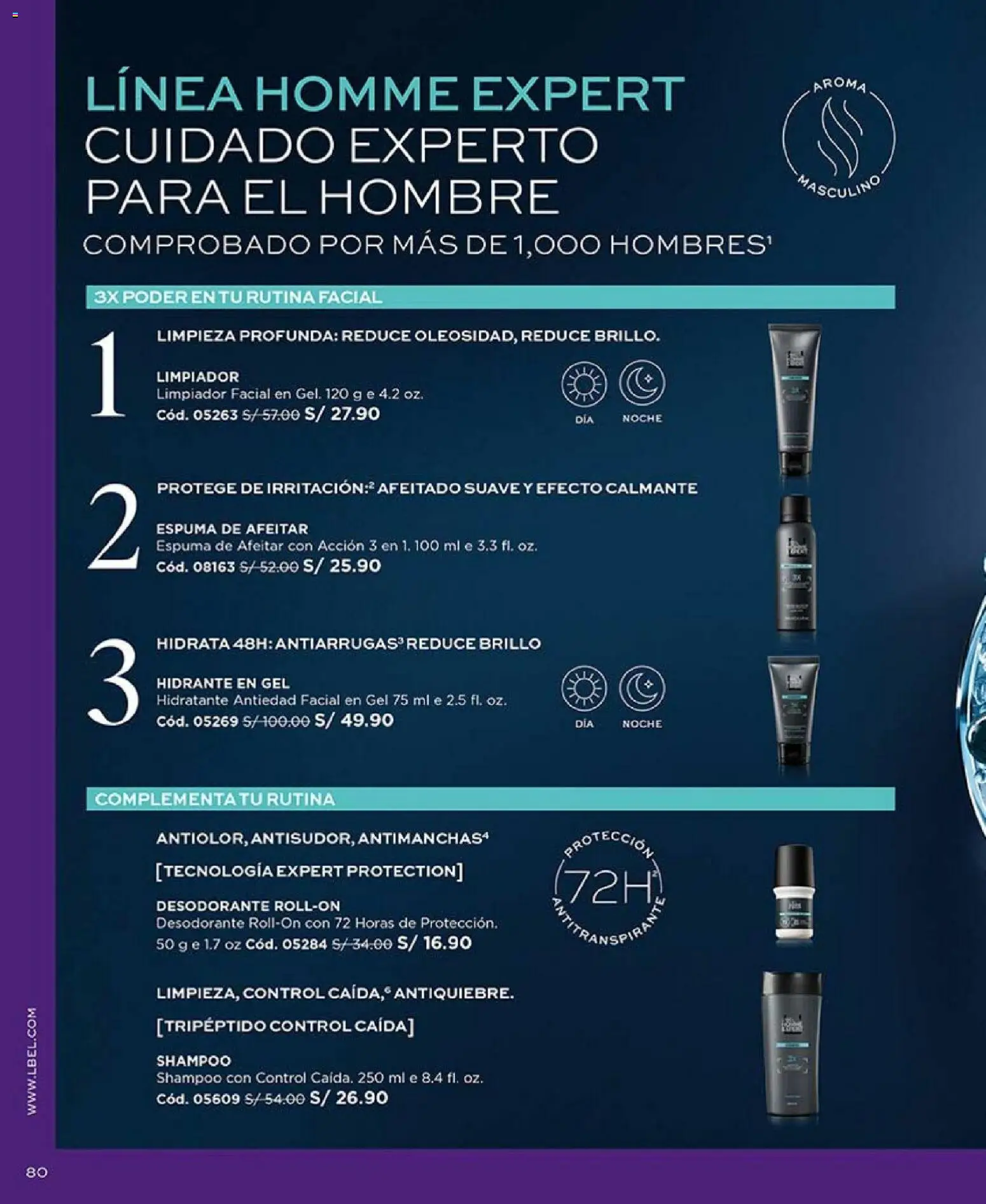 Catálogo L'Bel válido desde 27.12.2025 | Página: 80 | Productos: Shampoo, Espuma de afeitar, Desodorante