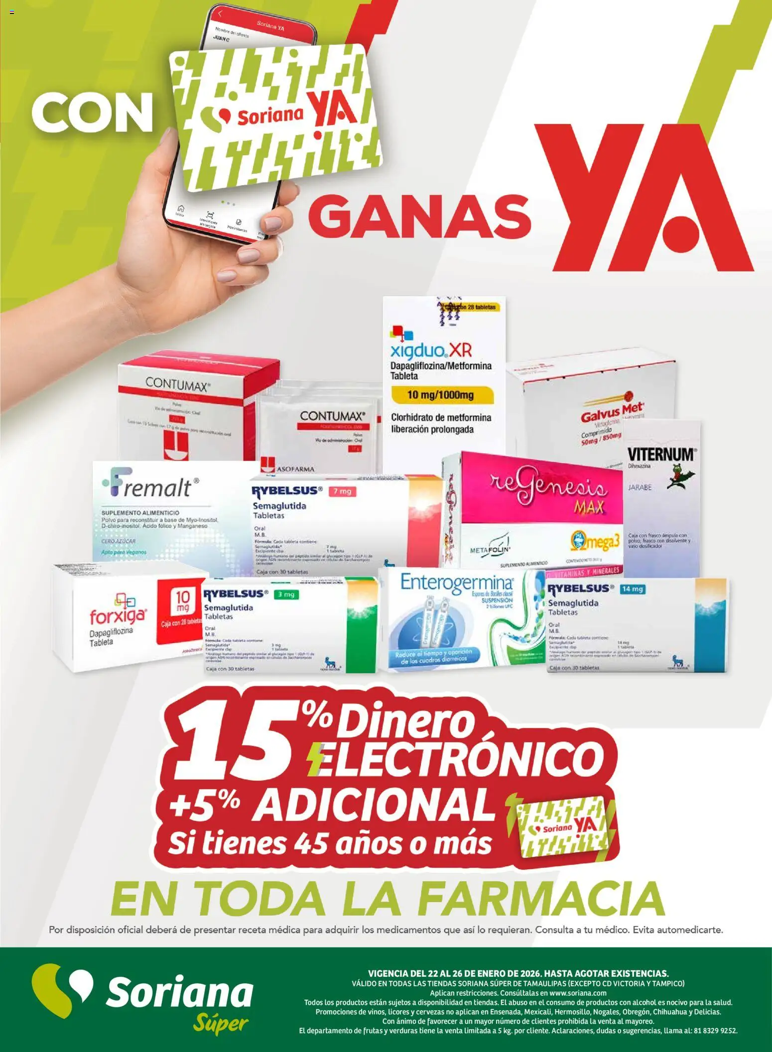 Nuevas ofertas de Soriana válidas en toda la República Mexicana desde el 22.01.2026. ¡Encuentra las mejores ofertas en Soriana - Fin de Semana Súper: Tamaulipas (excepto Cd. Victoria y Tampico)! | Página: 6
