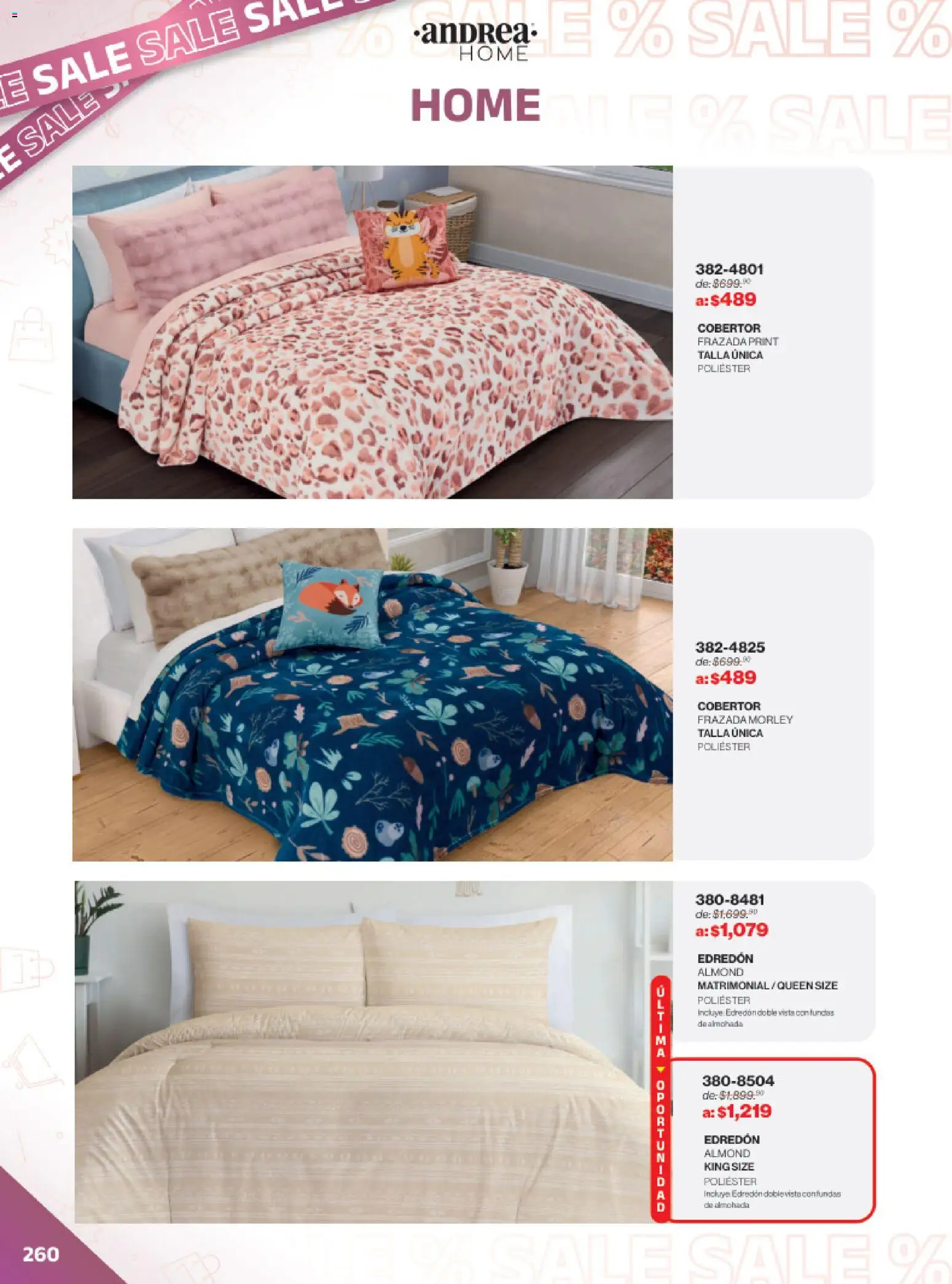 Nuevas ofertas de Andrea válidas en toda la República Mexicana desde el 21.12.2025. ¡Encuentra las mejores ofertas en Andrea catálogo Outlet! | Página: 260 | Productos: Cobertor, Almohada