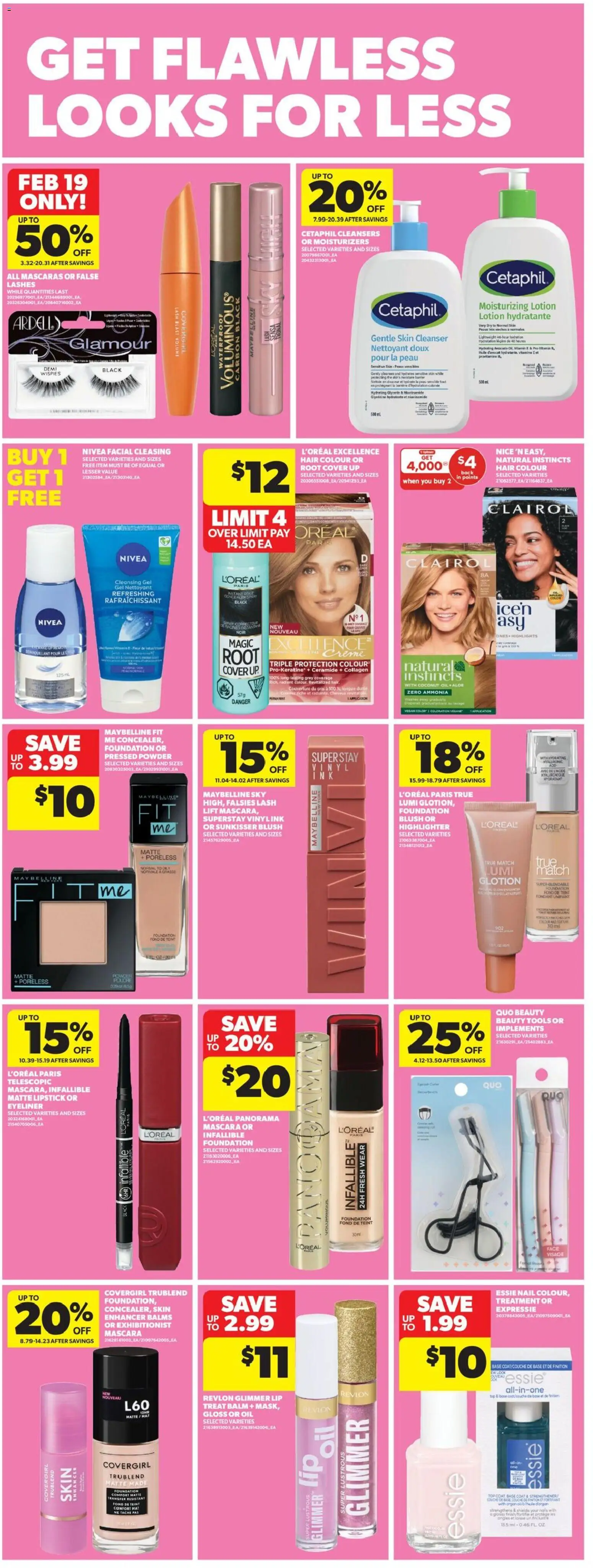 Real Canadian Superstore flyer valid from 19.02.2026 | Page: 30 | Products: Powder, Highlighter, Mascara, Oil