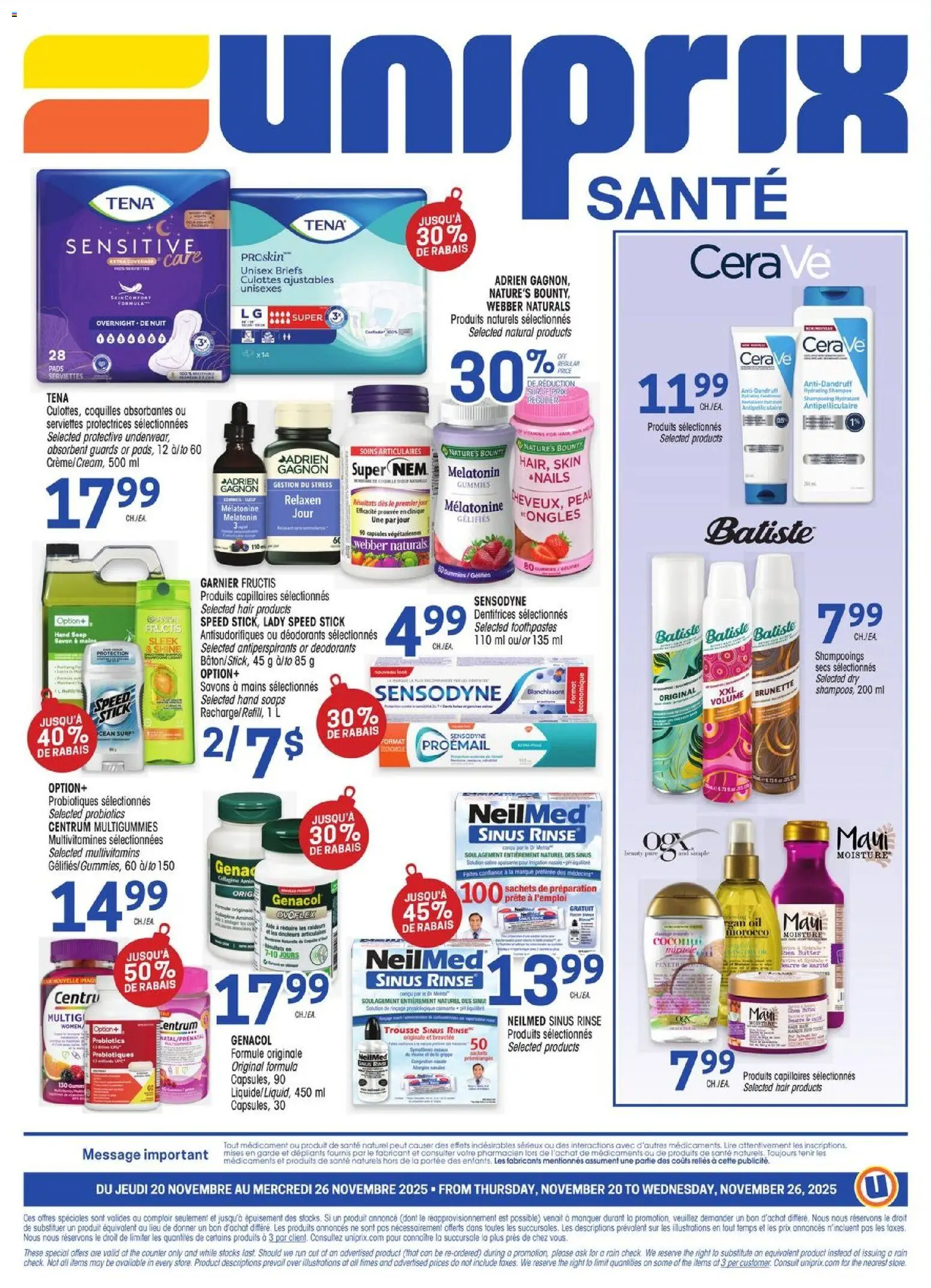 Uniprix flyer valid from 20.11.2025 | Page: 4 | Products: Soap, Butter, Oil, Briefs