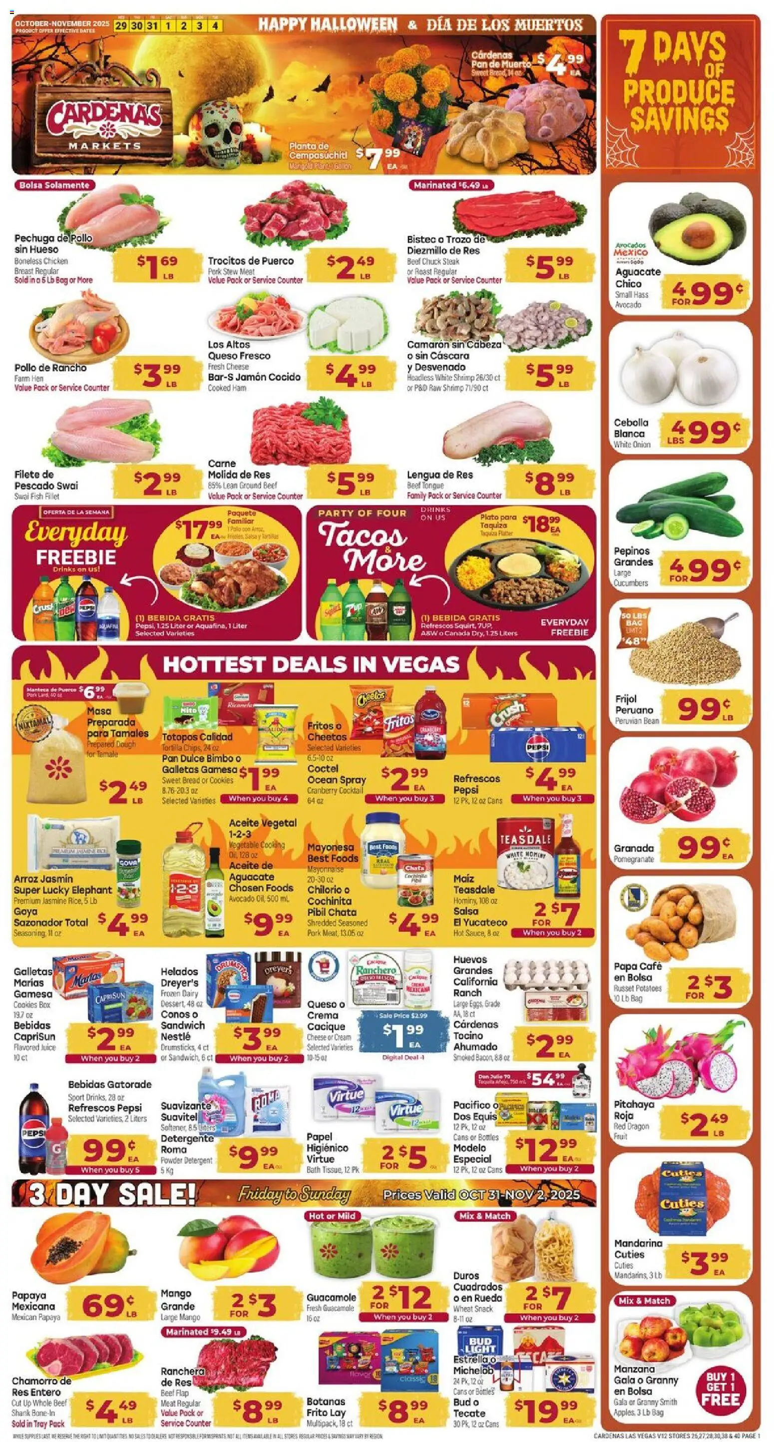 Cardenas Weekly Ad - NV - valid from 29.10.2025 | Page: 1 | Products: Detergent, Cucumbers, Mango, Bag