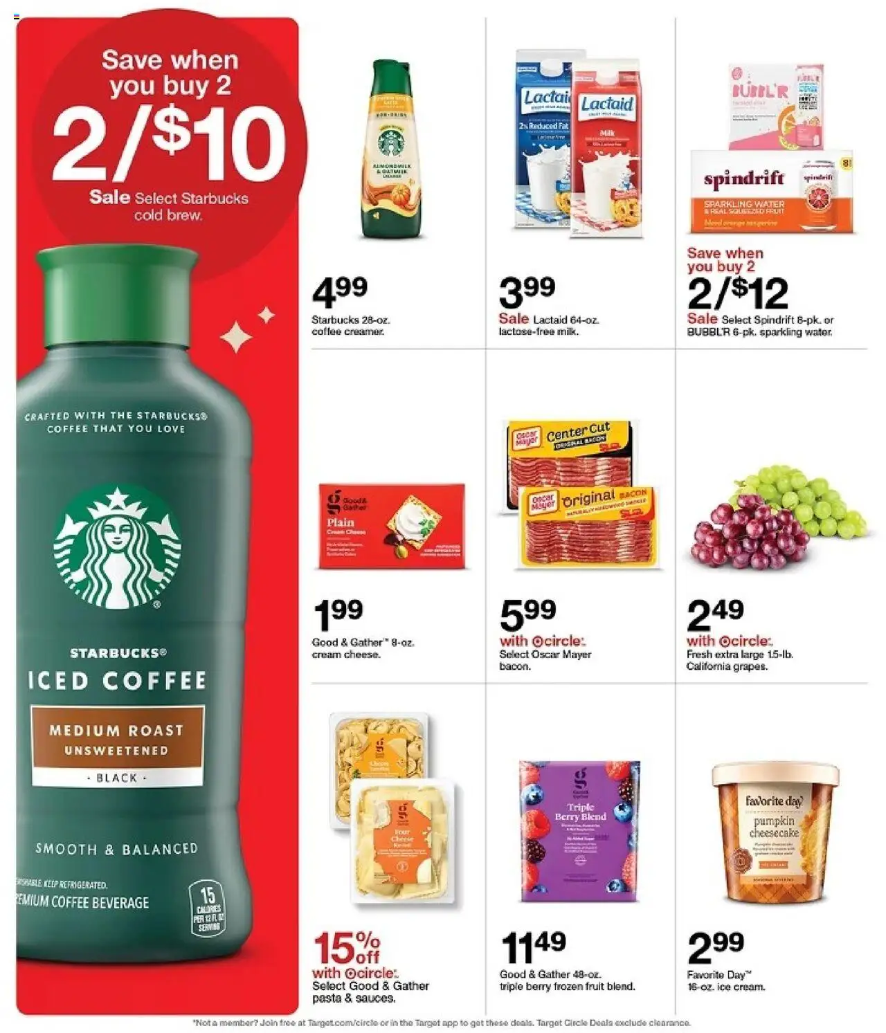 Target Weekly Ad - valid from 07.09.2025 | Page: 5 | Products: Coffee, Pasta, Water, Cheesecake