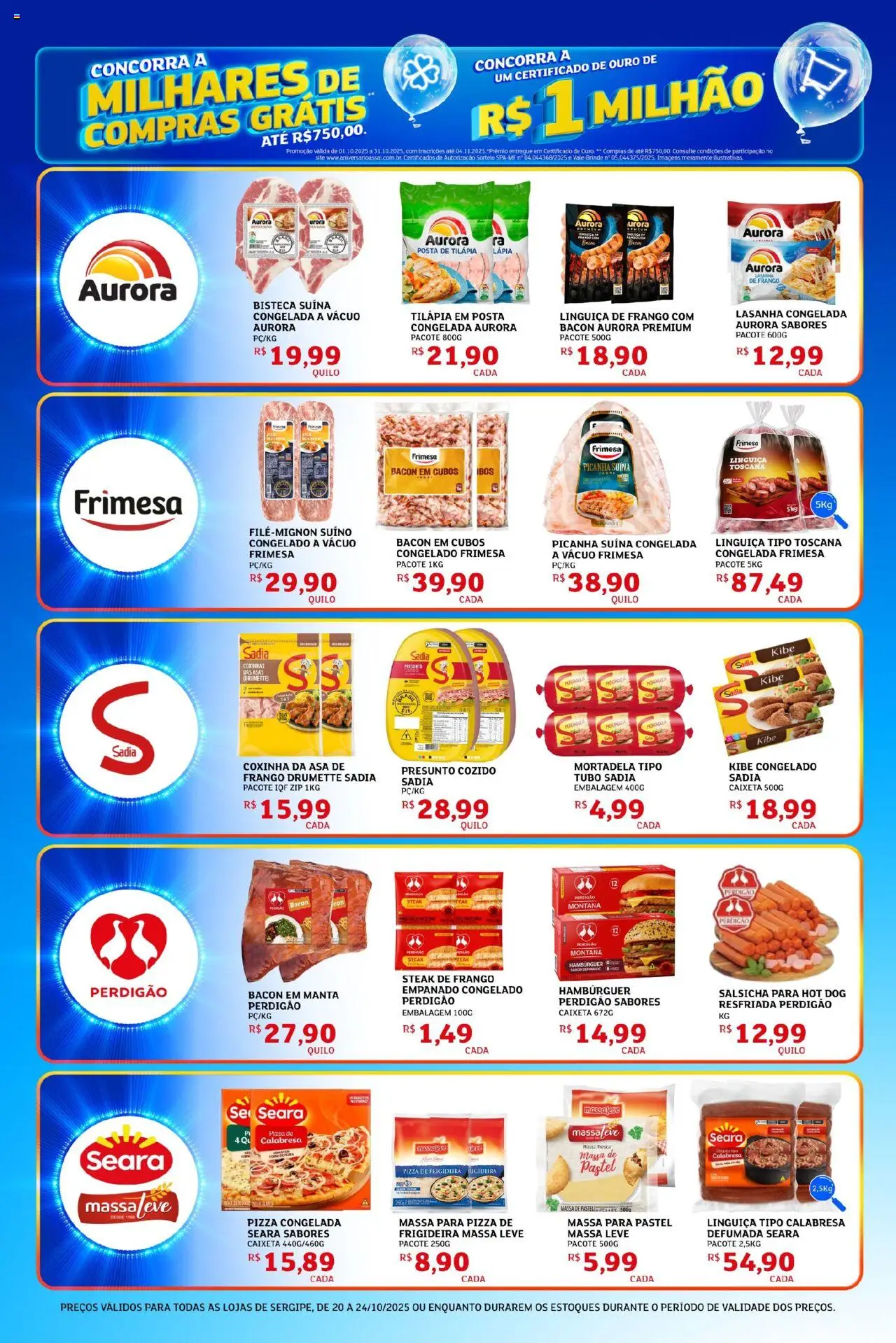 Assaí Atacadista Folheto - válido de 20.10.2025 | Página: 2 | Produtos: Salsicha, Tilápia, Presunto, Massa de pastel