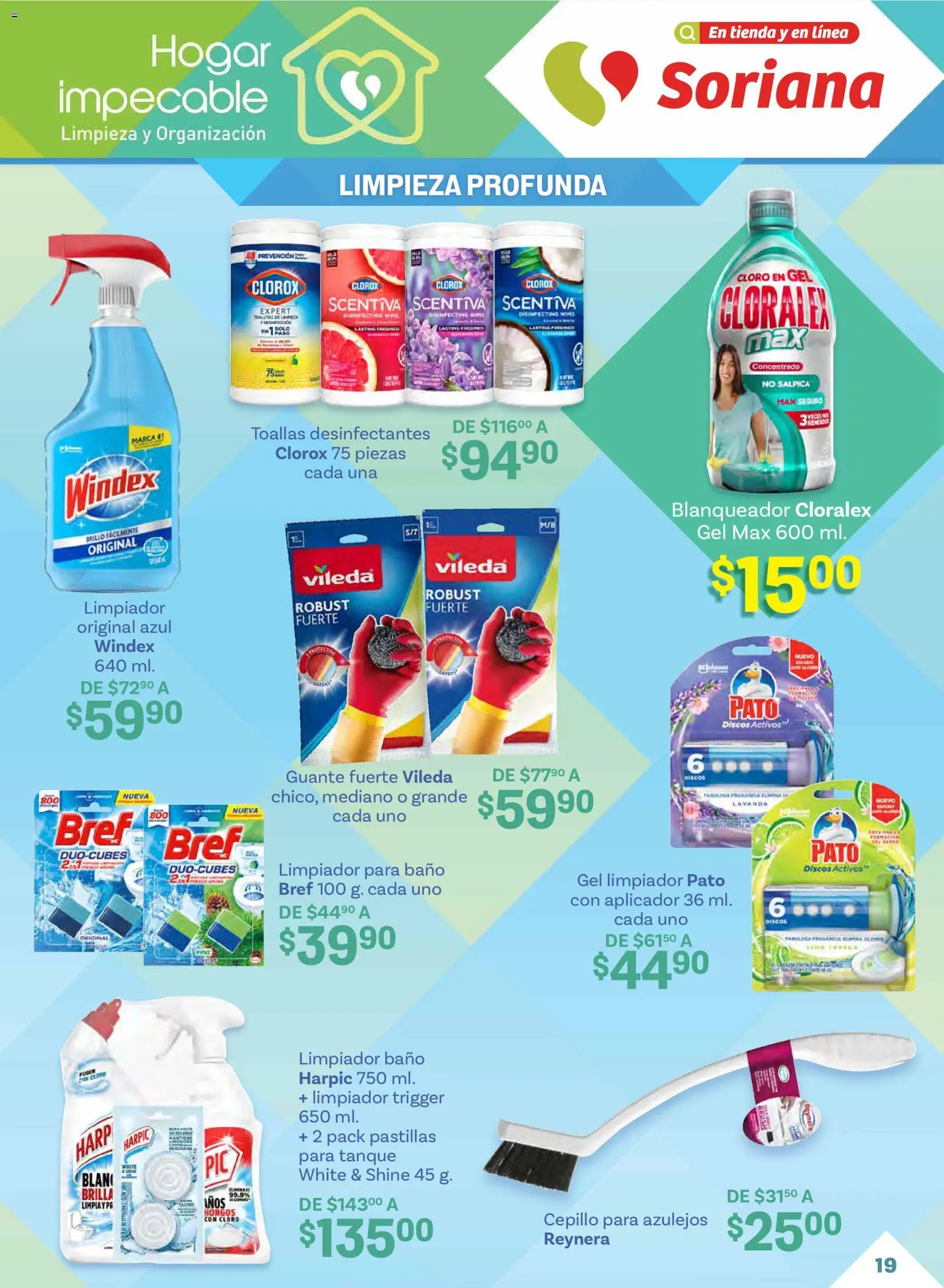 Nuevas ofertas de Soriana válidas en toda la República Mexicana desde el 02.01.2026. ¡Encuentra las mejores ofertas en Soriana - Hogar impecable Híper Nacional! | Página: 19 | Productos: Cepillo, Brillo, Limpiador, Toallas
