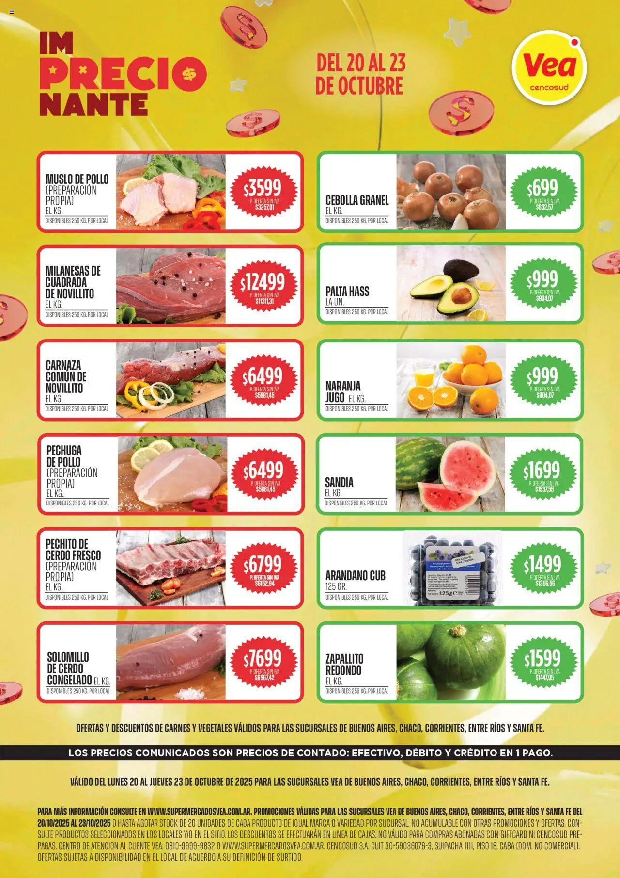 Vea ofertas │ válido desde el 20.10.2025 | Página: 1 | Productos: Pollo, Cebolla, Jugo, Cerdo