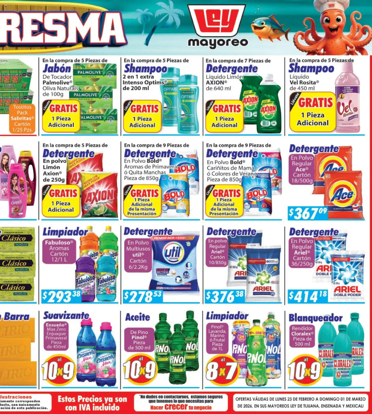 Nuevas ofertas de Casa Ley válidas en toda la República Mexicana desde el 23.02.2026. ¡Encuentra las mejores ofertas en Casa Ley folleto Frontera! | Página: 6 | Productos: Detergente, Limón, Aceite, Barra