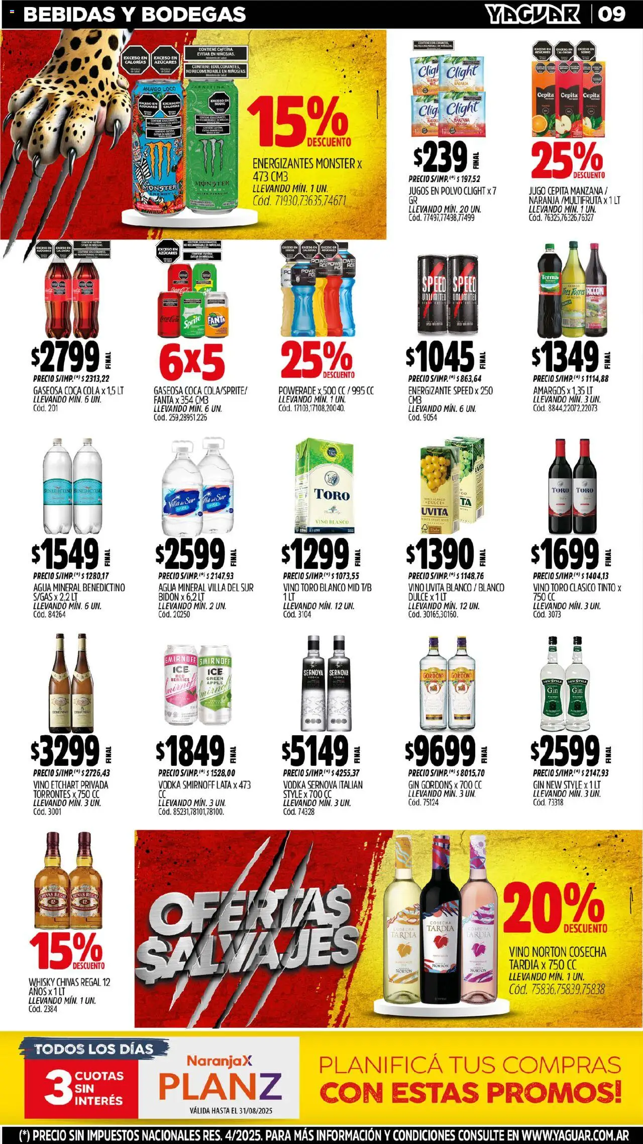 Yaguar - Mendoza │ válido desde el 04.08.2025 | Página: 8 | Productos: Vodka, Whisky, Polvo, Manzana