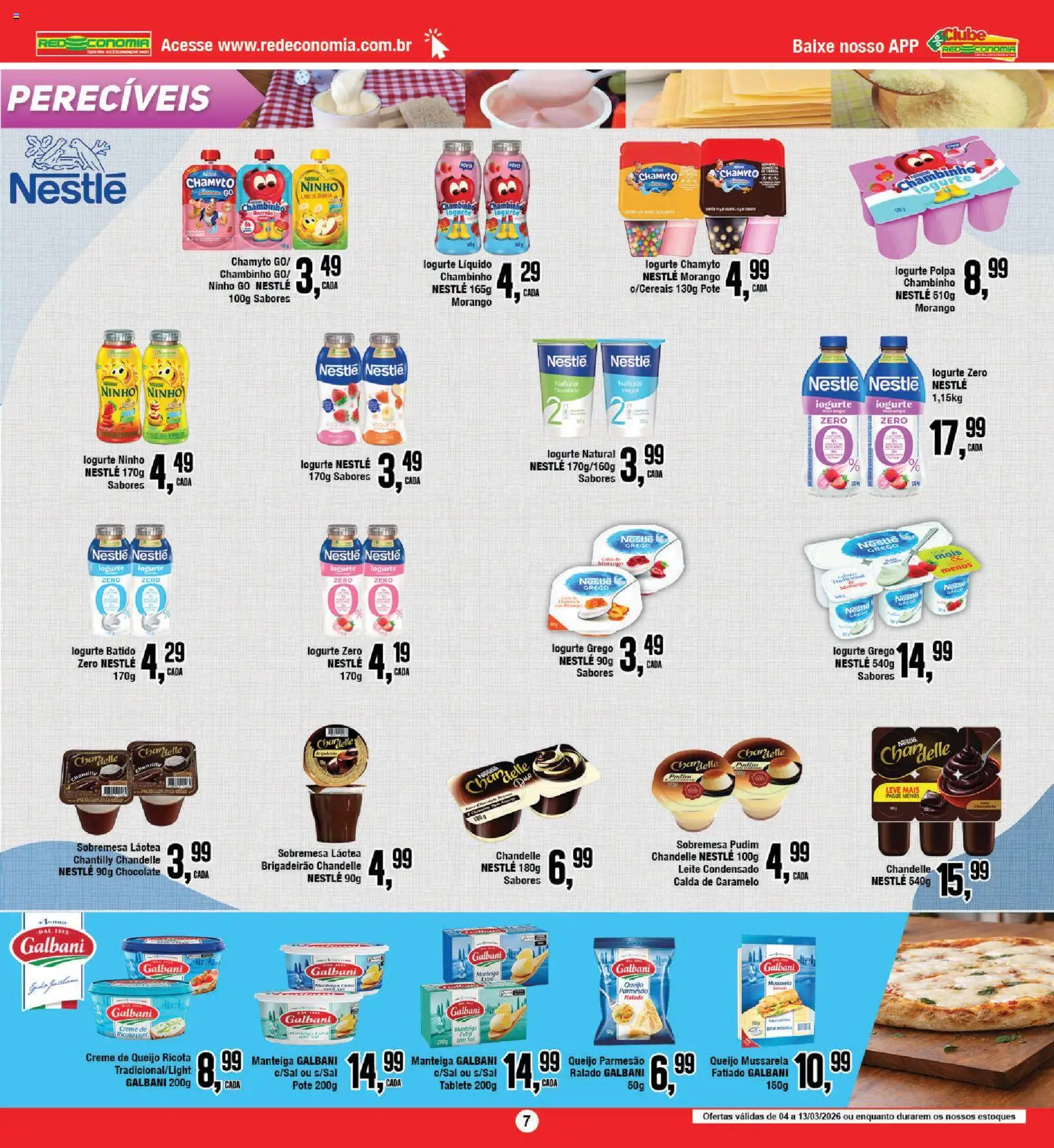 RedEconomia Folheto - válido de 13.03.2026 | Página: 7 | Produtos: Ricota, Creme, Leite condensado, Mussarela