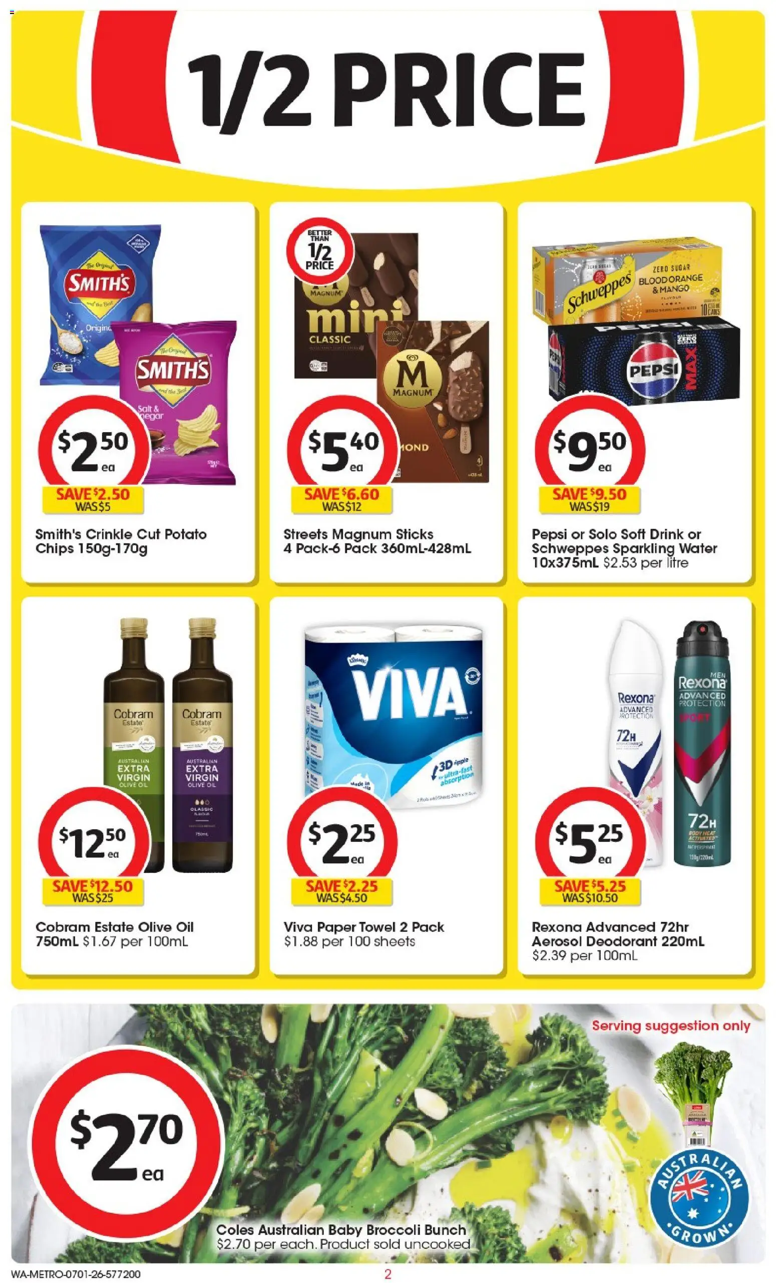 Coles catalogue - valid from 07.01.2026 | Page: 2 | Products: Oil, Deodorant, Chips, Sugar