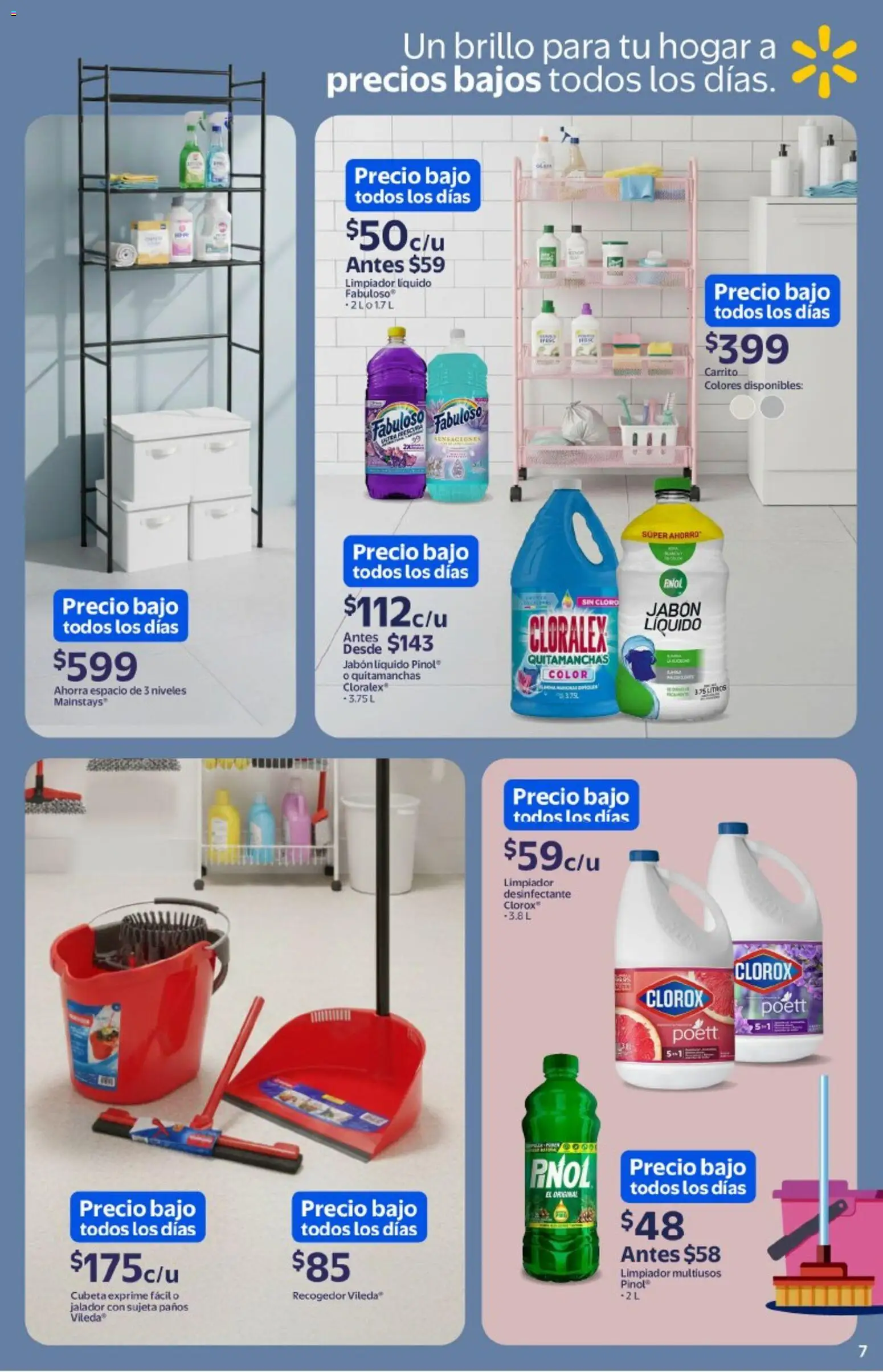 Nuevas ofertas de Walmart válidas en toda la República Mexicana desde el 26.12.2025. ¡Encuentra las mejores ofertas en Walmart catálogo La paz de un hogar limpio y ordenado ! | Página: 7 | Productos: Brillo, Desinfectante, Cloro, Jabón