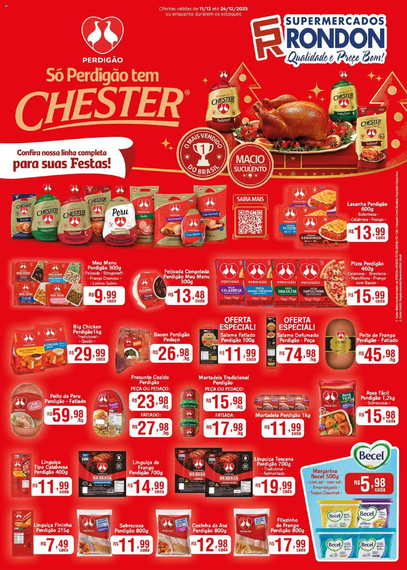 Supermercados Rondon Folheto - válido de 11.12.2025 | Página: 1 | Produtos: Peito de peru, Sal, Frango, Margarina