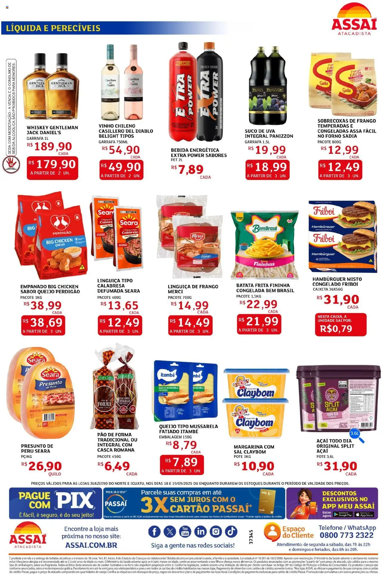 Assaí Atacadista Folheto - válido de 18.09.2025 | Página: 2 | Produtos: Melancia, Queijo, Suco, Margarina