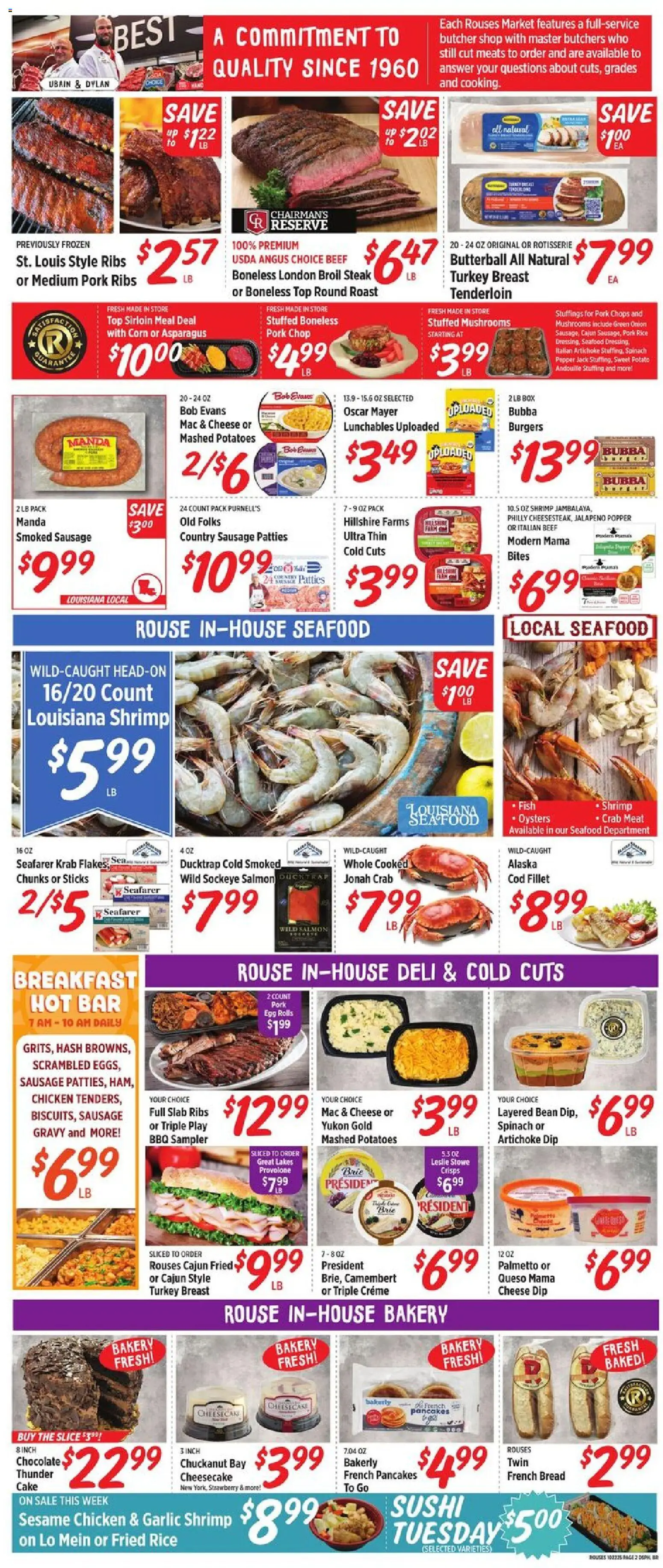 Rouses Weekly Ad - valid from 22.10.2025 | Page: 4 | Products: Bread, Rice, Beef, Seafood
