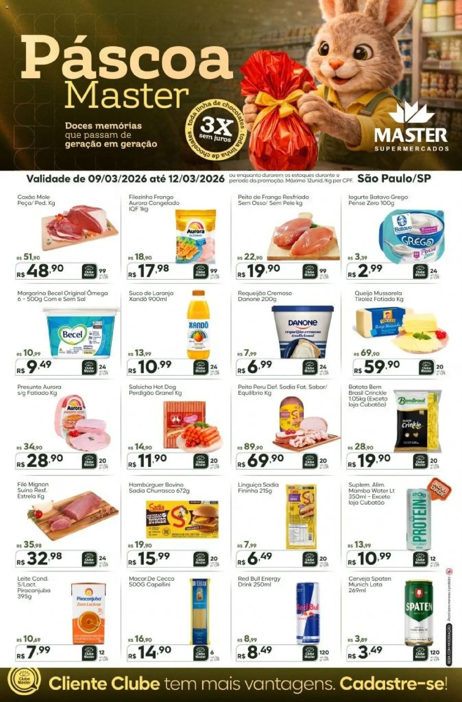 Master Folheto - válido de 09.03.2026 | Página: 1 | Produtos: Cerveja, Hambúrguer, Sal, Mussarela