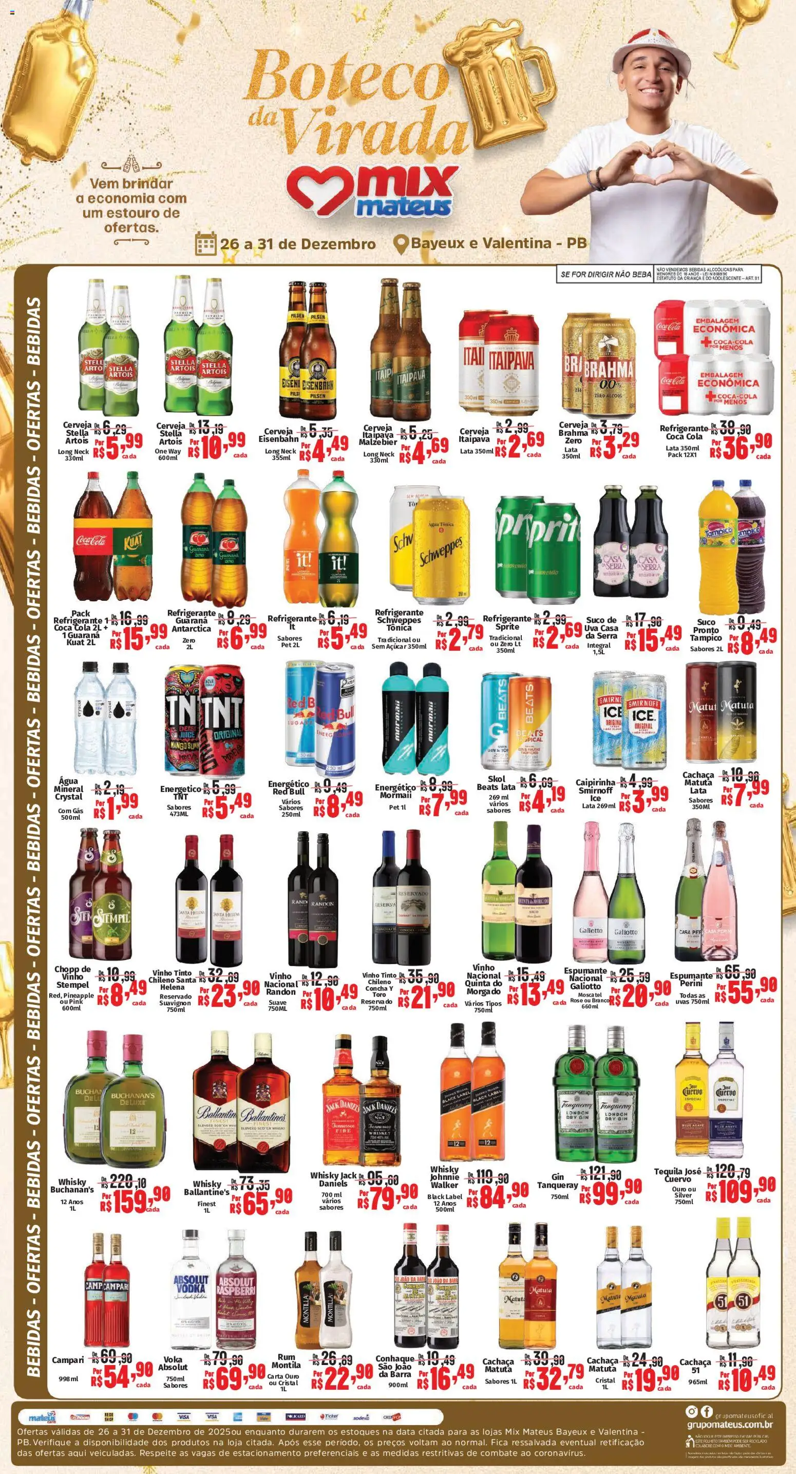 Mateus Folheto - válido de 26.12.2025 | Página: 1 | Produtos: Energético, Whisky, Tequila, Uvas