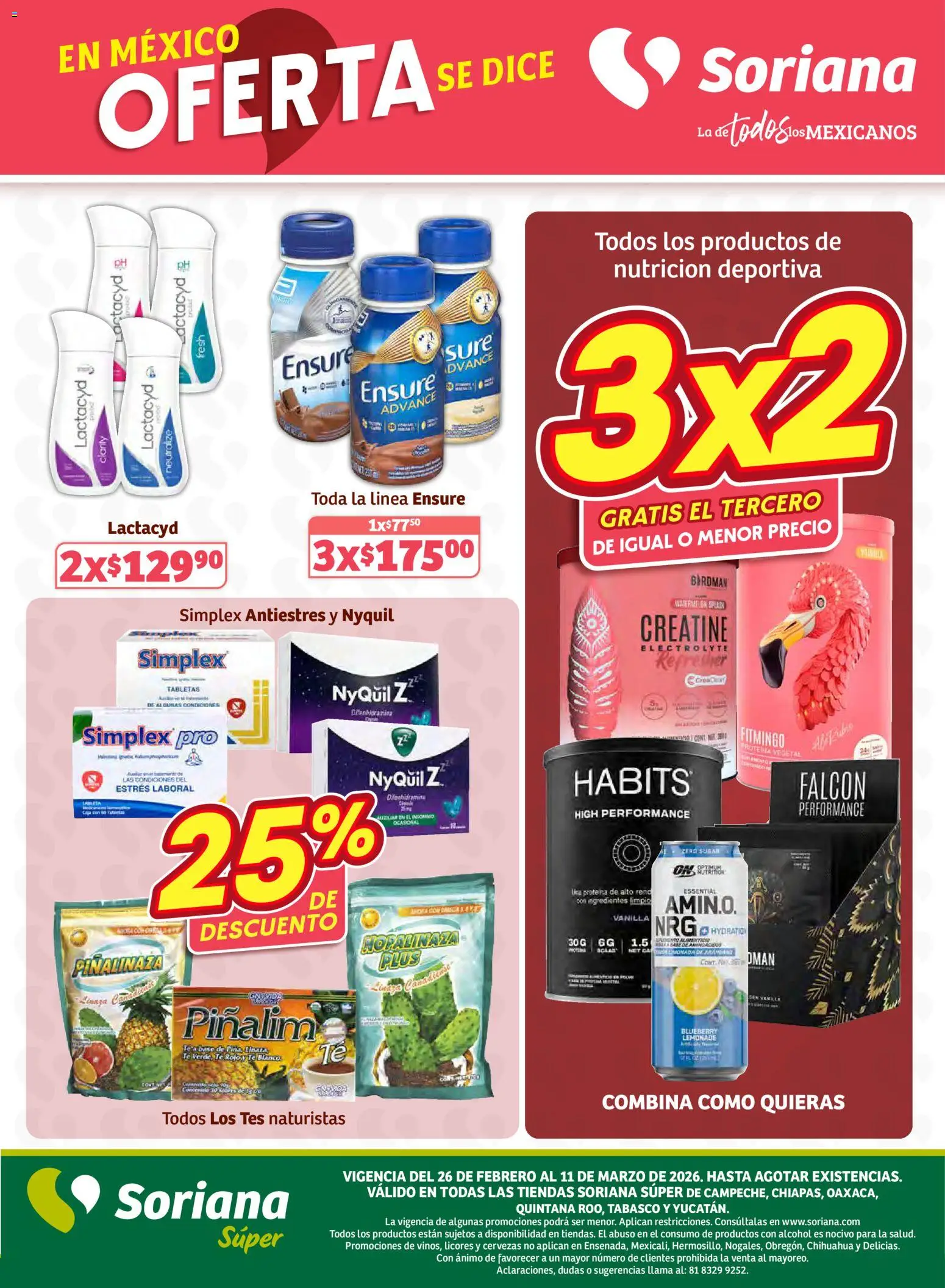 Nuevas ofertas de Soriana válidas en toda la República Mexicana desde el 27.02.2026. ¡Encuentra las mejores ofertas en Soriana Preciazazaso Súper: Camp, Chia, Oax, Q. Roo, Tab, Yuc! | Página: 41 | Productos: Té