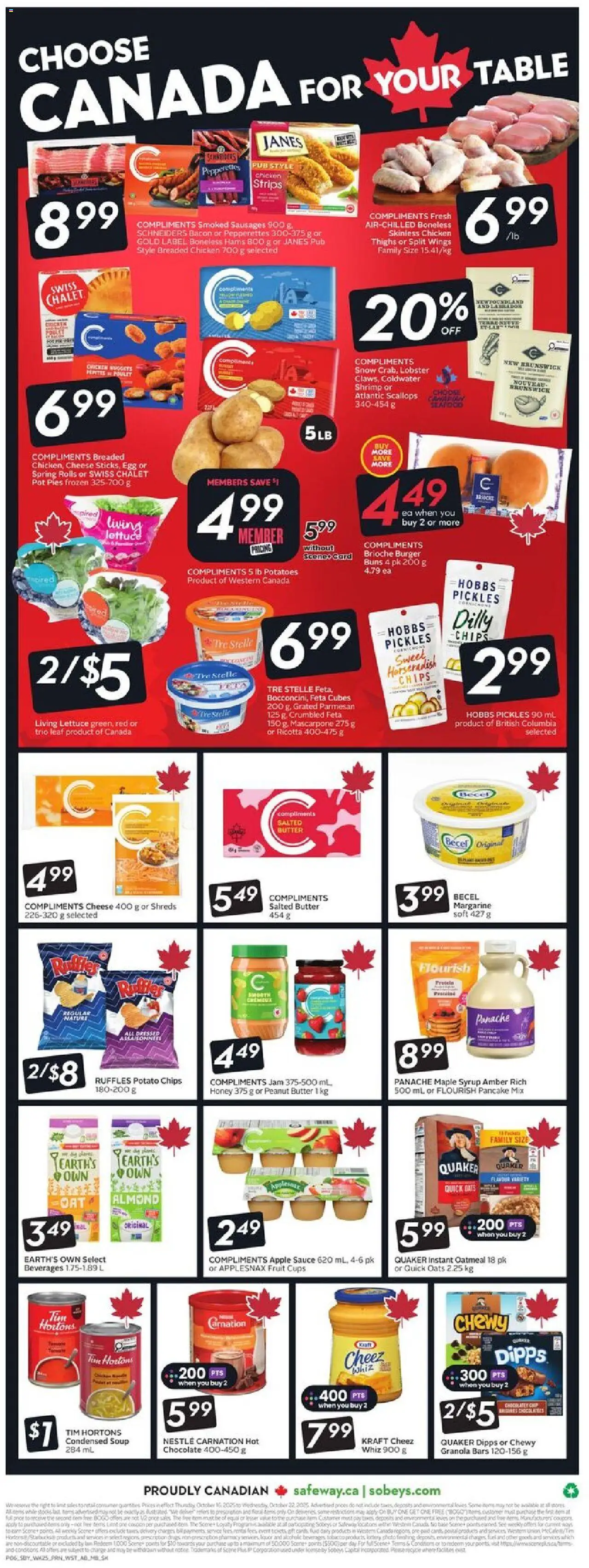 Safeway flyer valid from 16.10.2025 | Page: 4 | Products: Chips, Potatoes, Butter, Chocolate