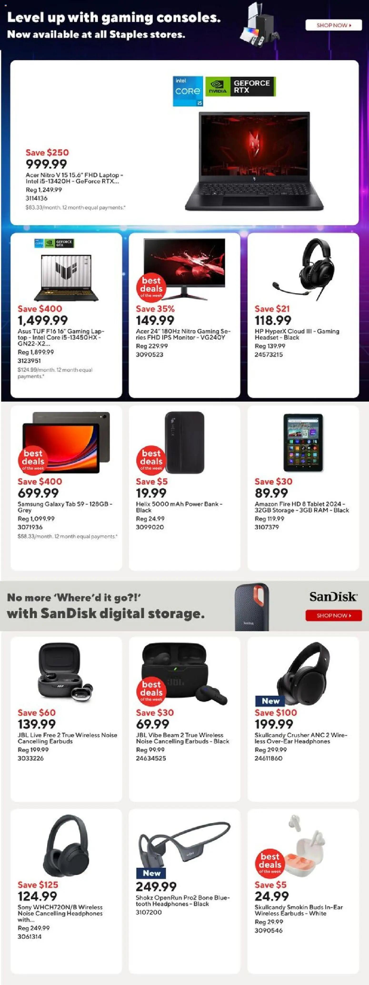 Staples flyer valid from 24.10.2025 | Page: 6 | Products: Tablet, Monitor, Headphones