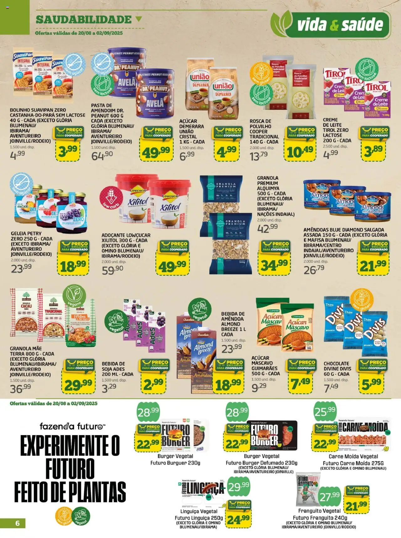 Cooper Folheto - válido de 20.08.2025 | Página: 6 | Produtos: Adoçante, Abacaxi, Granola, Amêndoas