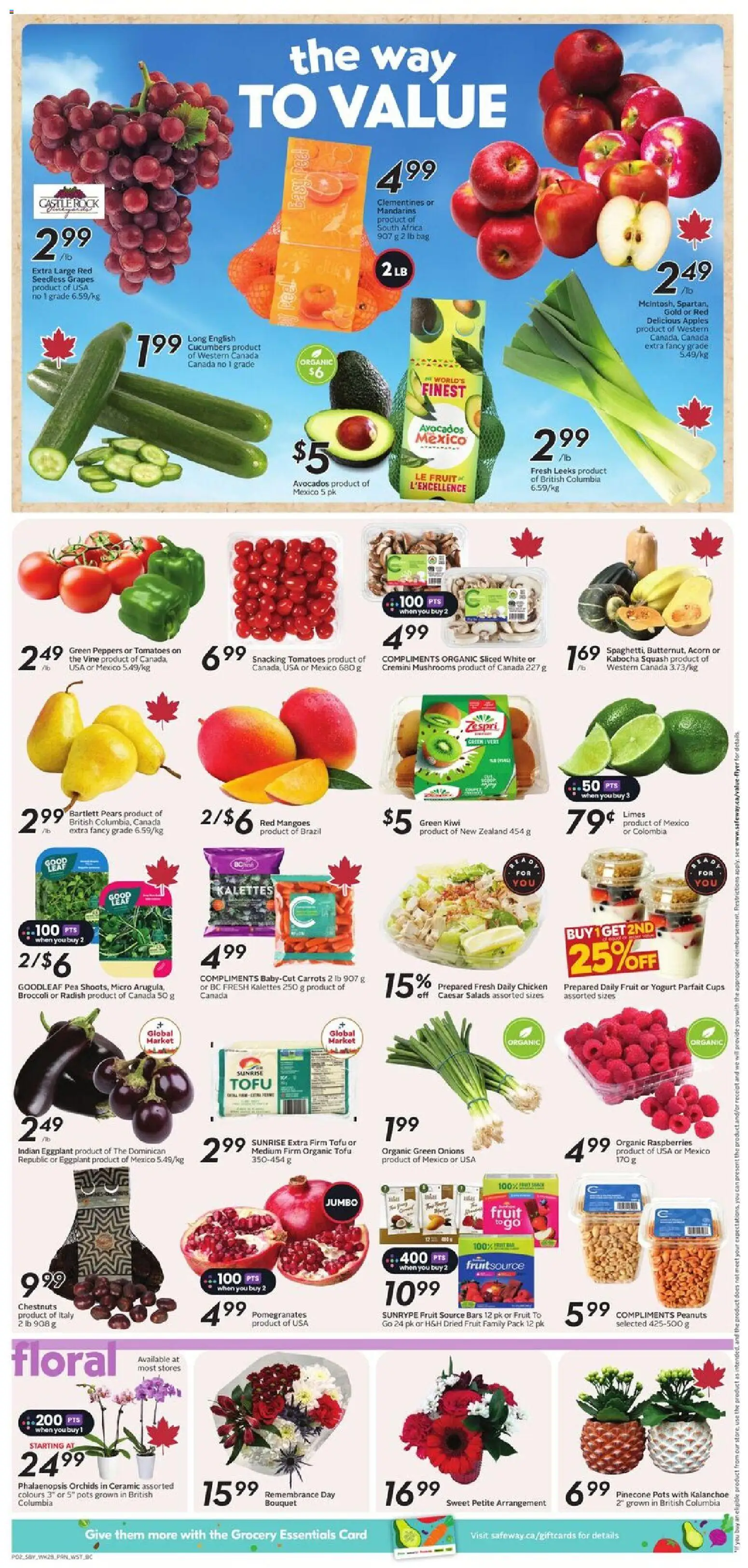 Safeway flyer valid from 06.11.2025 | Page: 5 | Products: Kiwi, Bag, Yogurt, Chicken