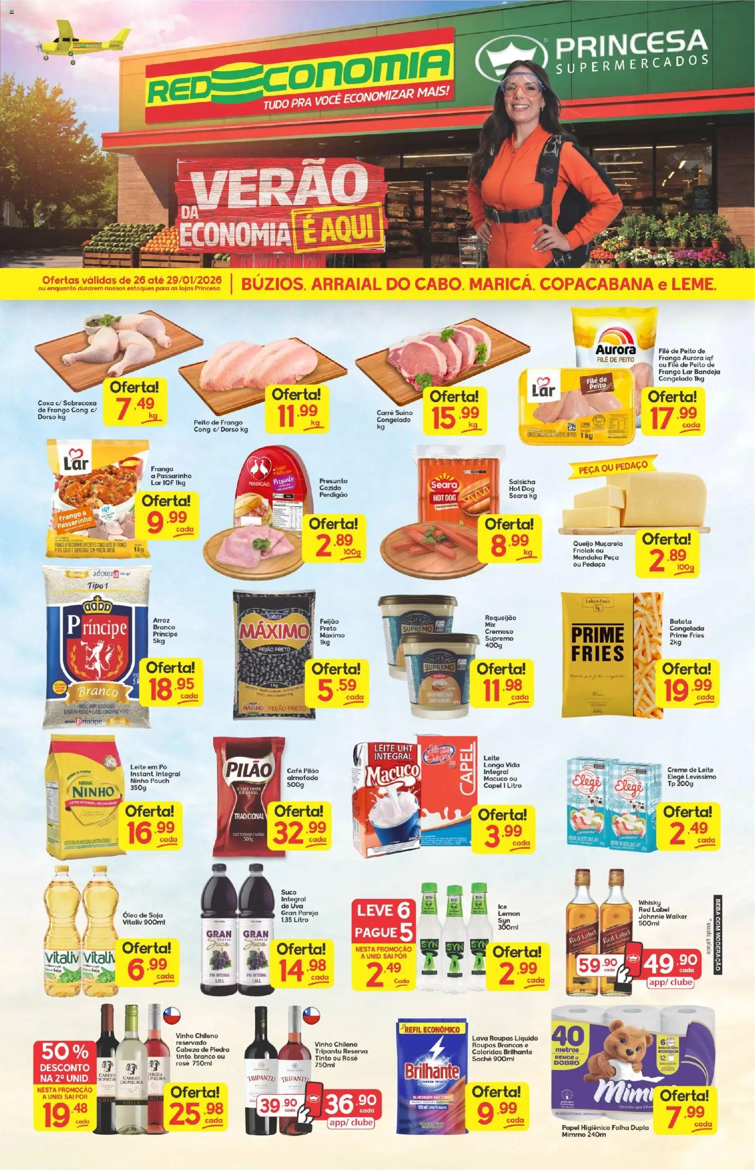 Princesa Folheto - válido de 26.01.2026 | Página: 1 | Produtos: Salsicha, Arroz, Requeijão, Papel higiênico