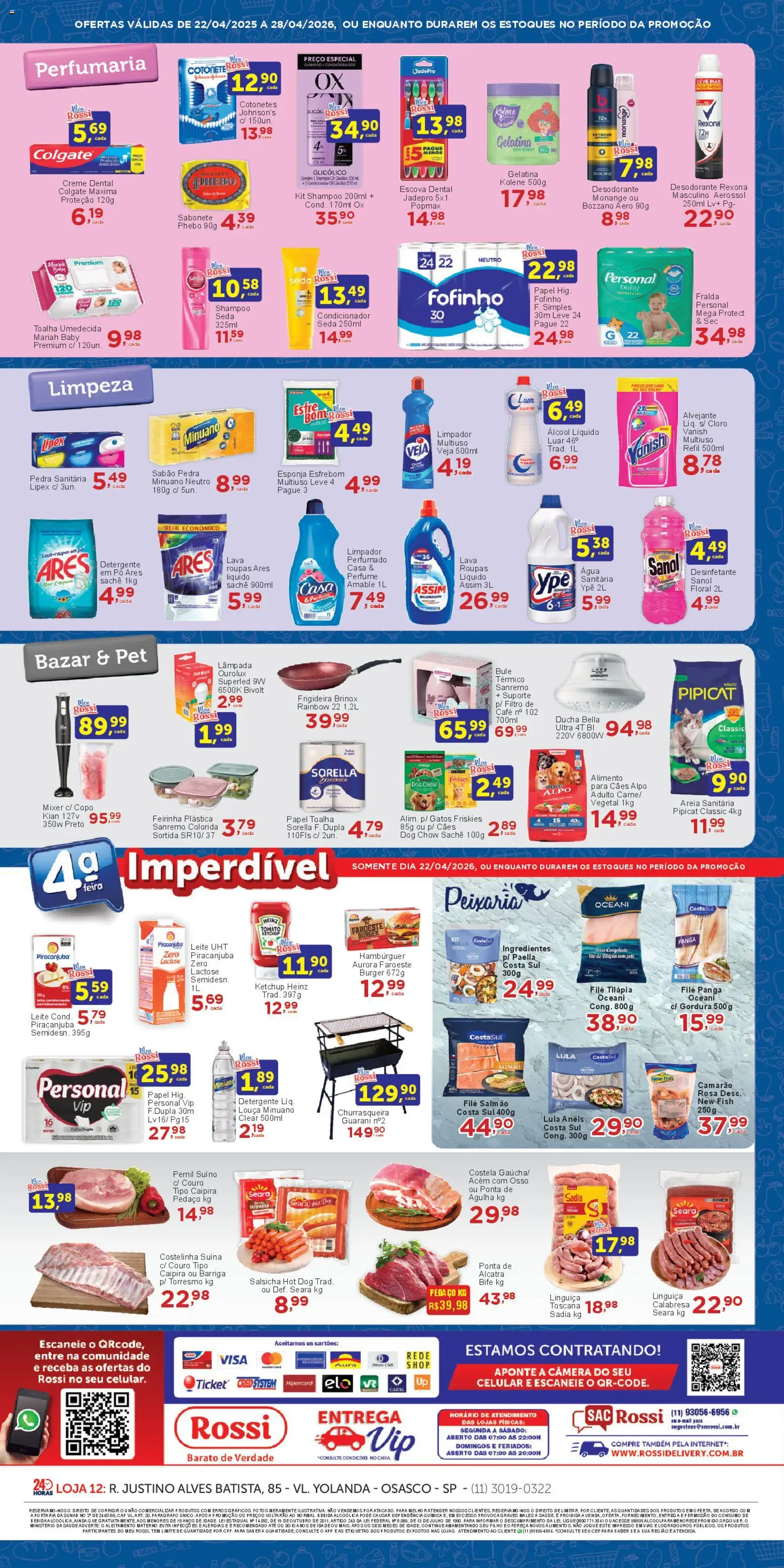 Rossi Supermercados Folheto - válido de 22.04.2026 | Página: 4 | Produtos: Alcatra, Tilápia, Creme dental, Vanish