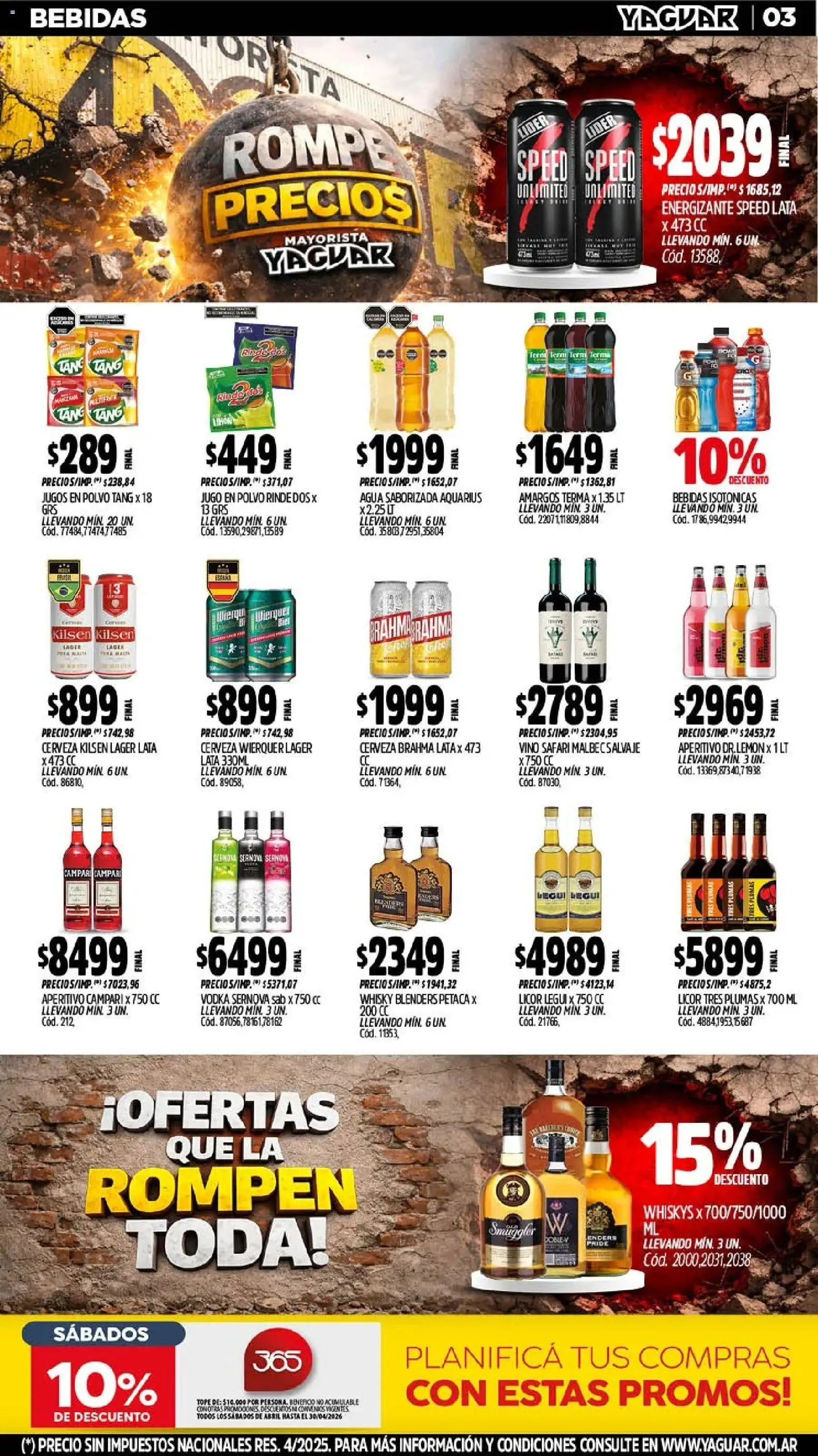 Yaguar - Oferta Semanal Jujuy │ válido desde el 13.04.2026 | Página: 3 | Productos: Polvo, Agua, Jugo, Cerveza