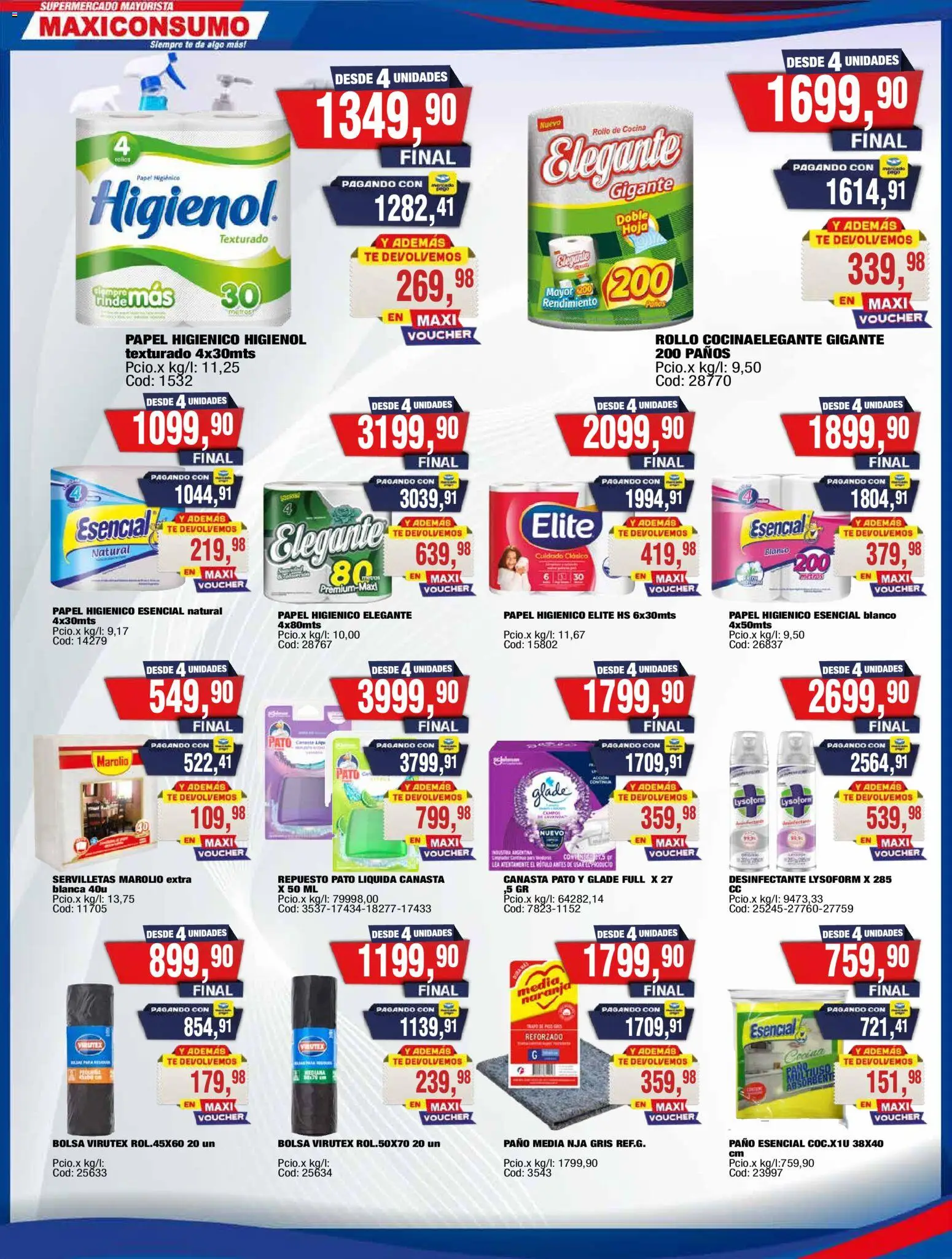 Maxiconsumo ofertas │ válido desde el 30.03.2026 | Página: 23 | Productos: Desinfectante, Papel higiénico, Bolsa, Canasta