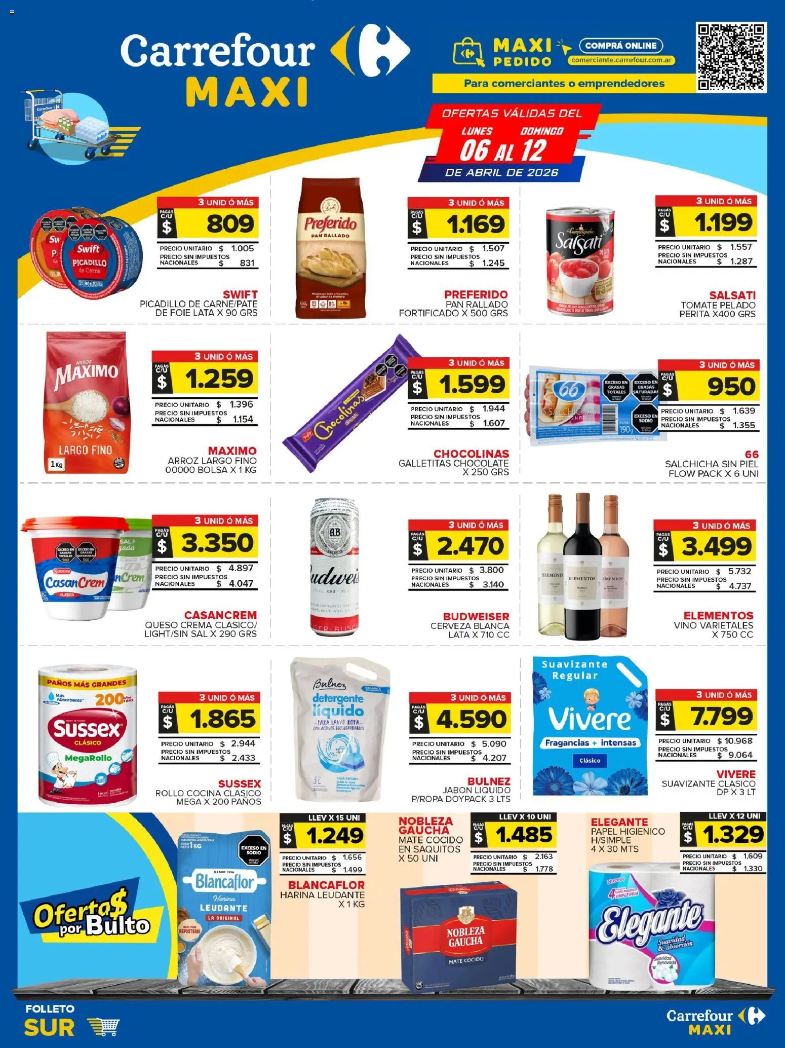 Carrefour Maxi catálogo │ válido desde el 06.04.2026 | Página: 1 | Productos: Papel higiénico, Mate, Ropa, Pan rallado
