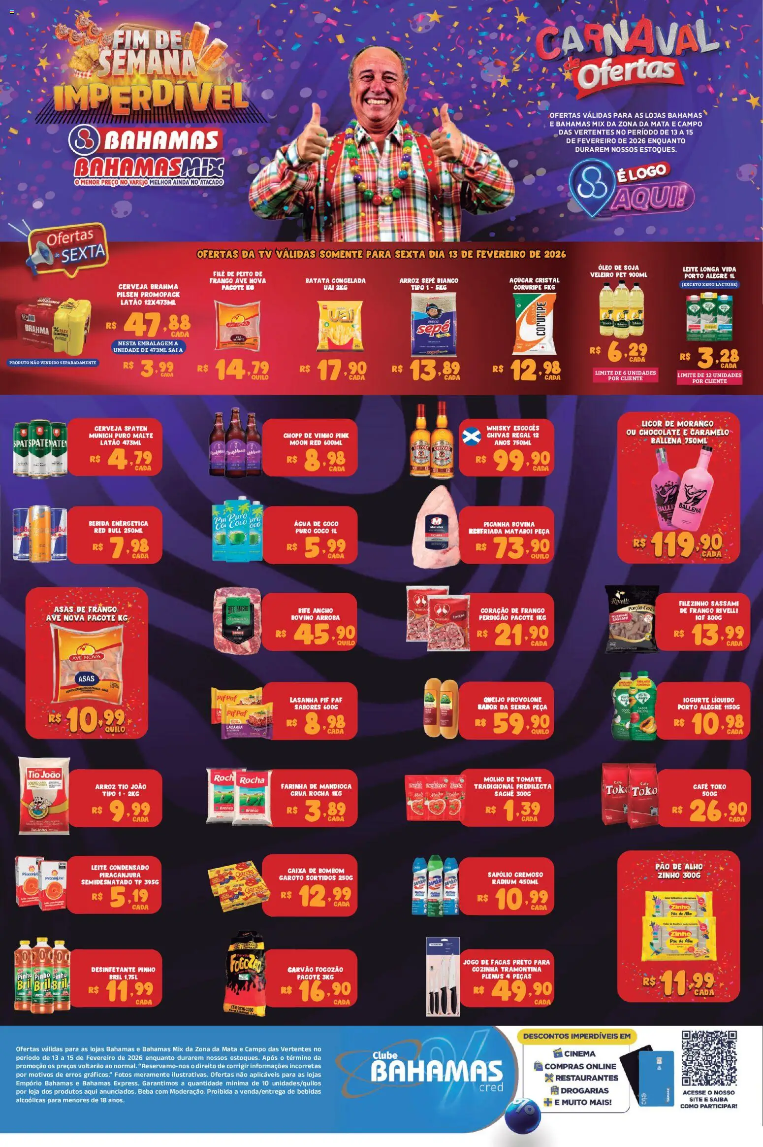Bahamas Supermercados Folheto - válido de 13.02.2026 | Página: 1 | Produtos: Coco, Iogurte, Lasanha, Bebida