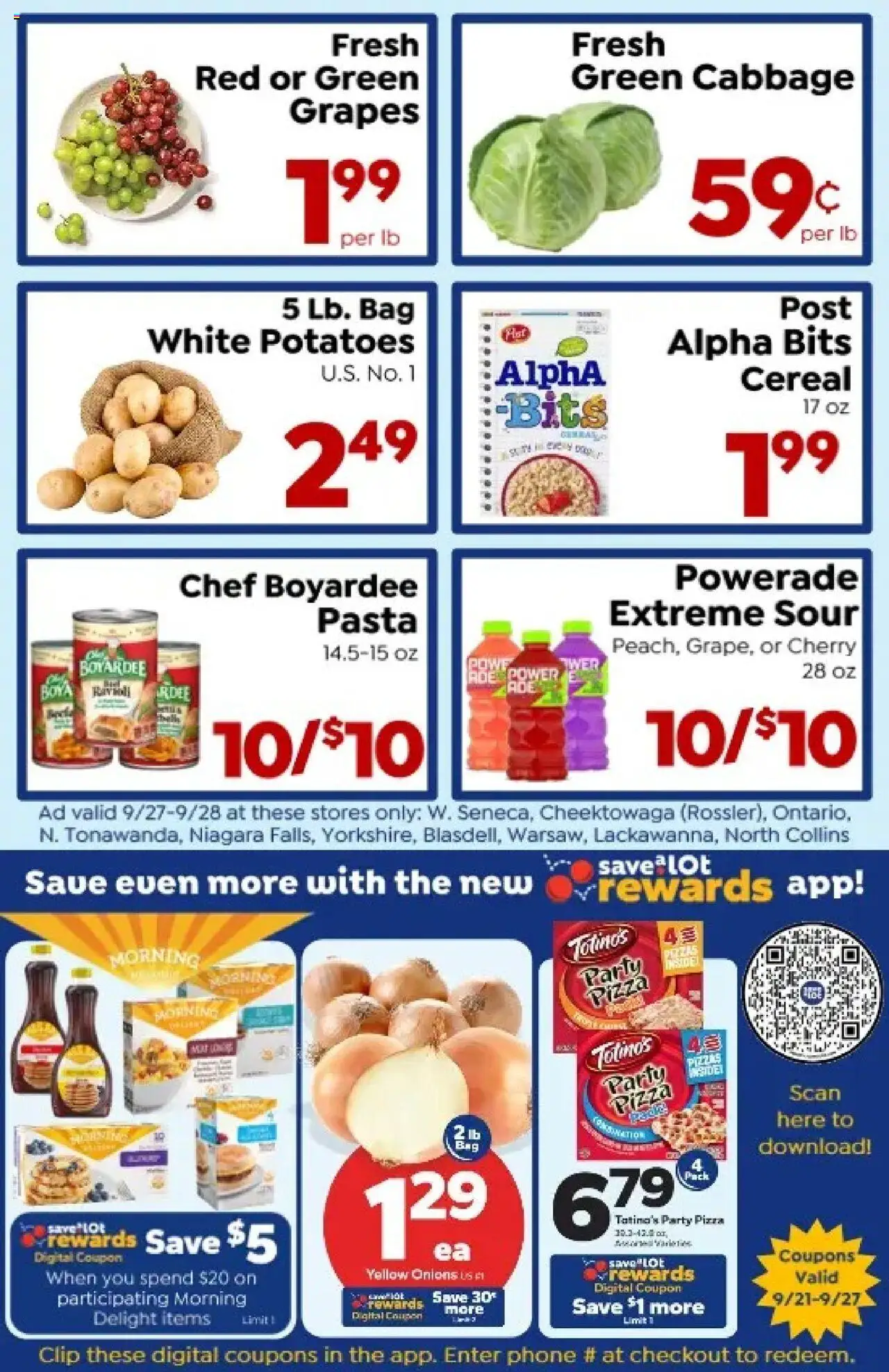 Save a Lot Ad - valid from 22.09.2025 | Page: 2 | Products: Pizza, Pasta, Potatoes, Cabbage