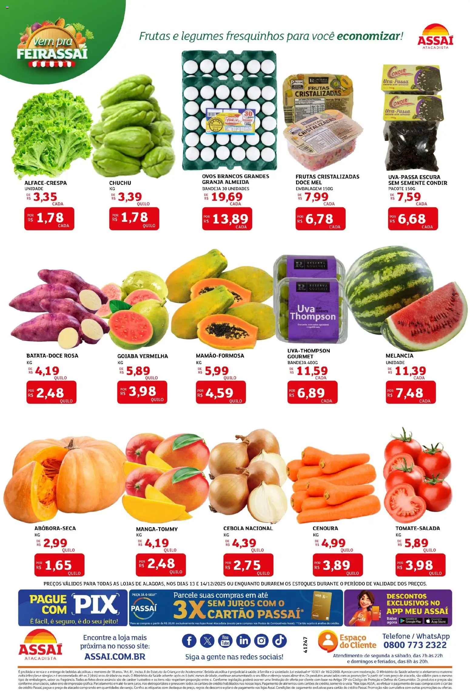 Assaí Atacadista Folheto - válido de 13.12.2025 | Página: 3 | Produtos: Cenoura, Bebida, Bandeja, Uva passa