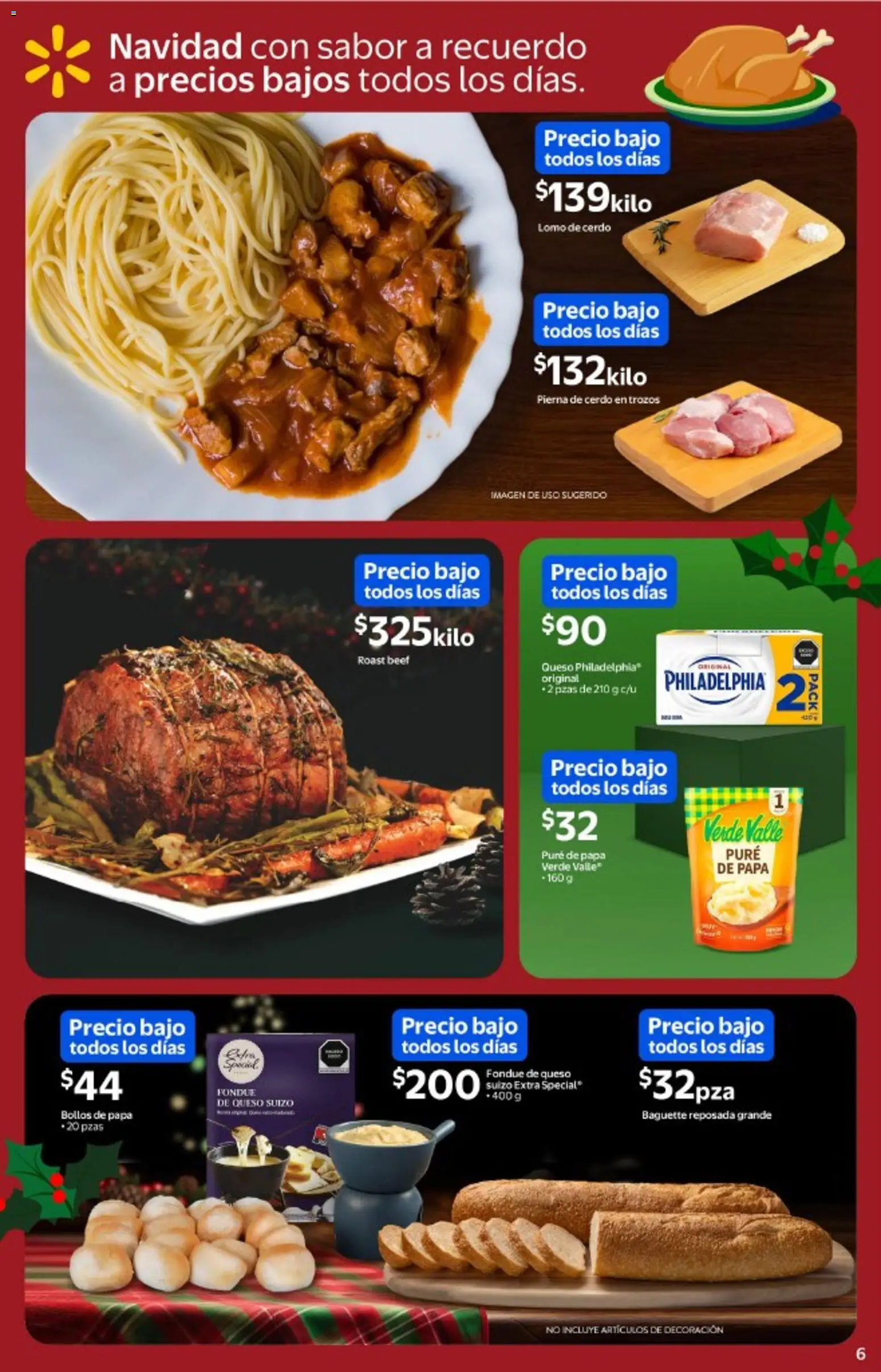 Nuevas ofertas de Walmart válidas en toda la República Mexicana desde el 03.12.2025. ¡Encuentra las mejores ofertas en Walmart catálogo La cena más esperada a precios bajos! | Página: 6 | Productos: Papa, Queso, Cerdo