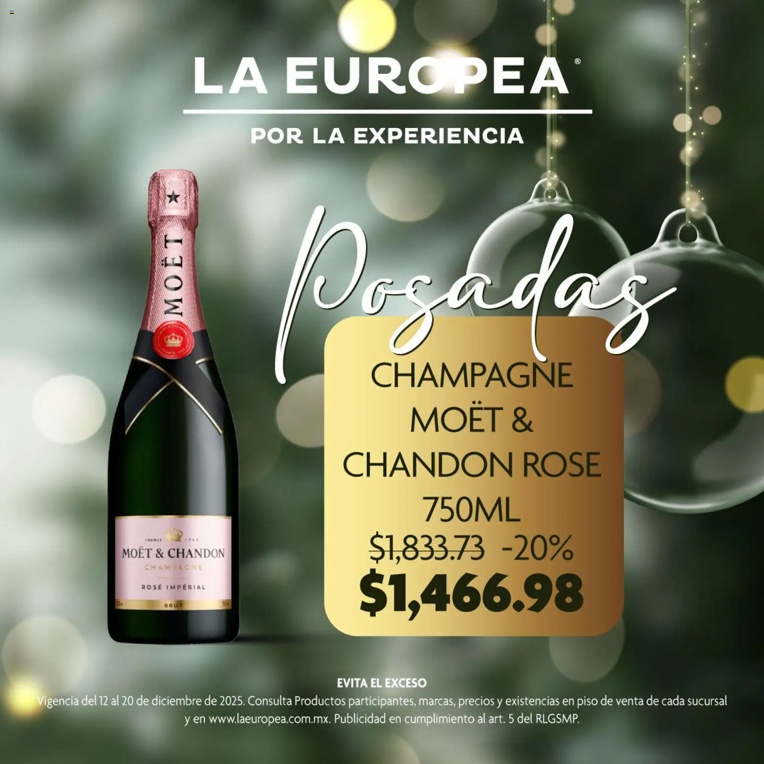 Nuevas ofertas de La Europea válidas en toda la República Mexicana desde el 12.12.2025. ¡Encuentra las mejores ofertas en La Europea catálogo Moët & Chandon! | Página: 4 | Productos: Champagne