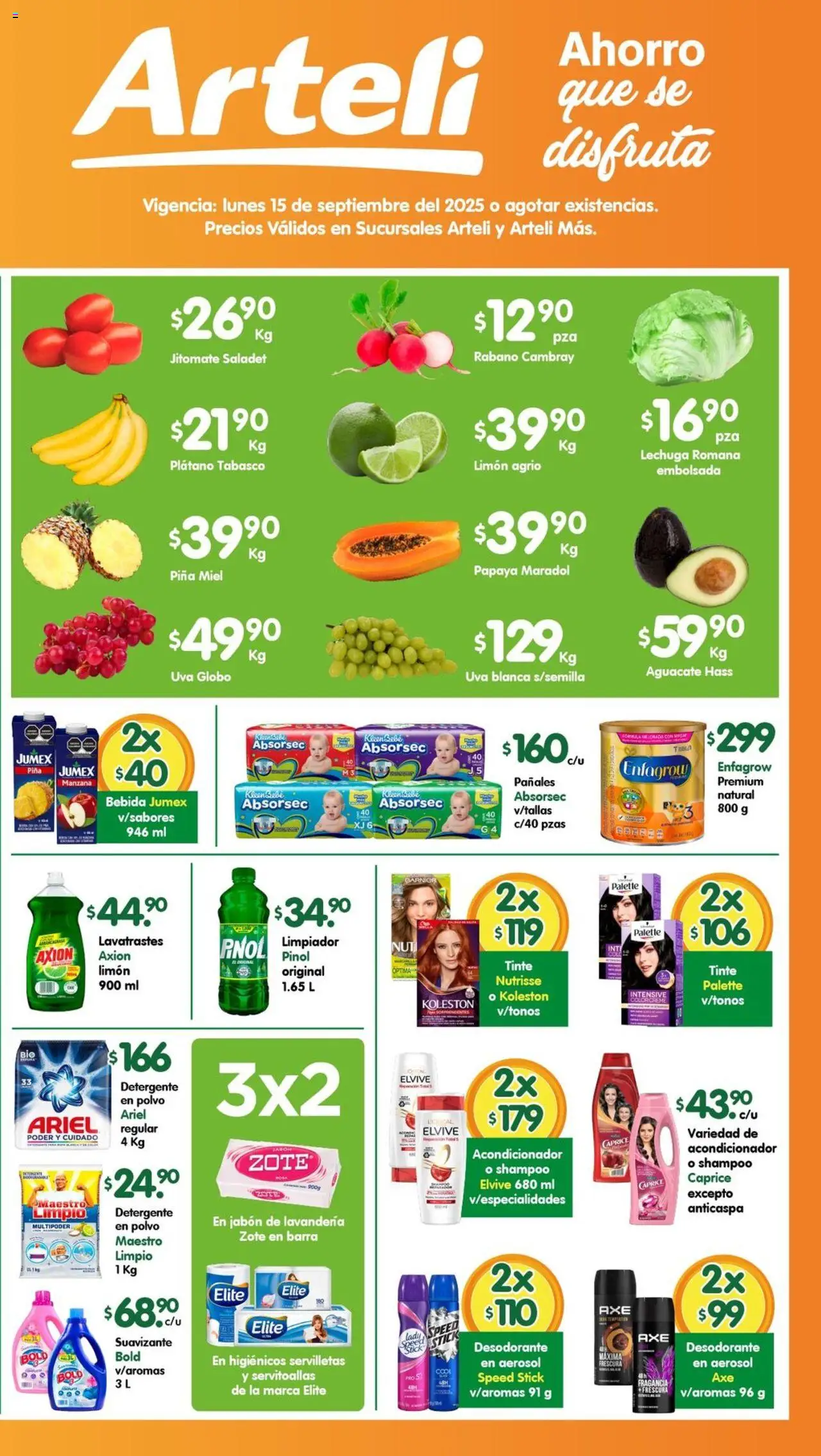 Nuevas ofertas de Arteli válidas en toda la República Mexicana desde el 15.09.2025. ¡Encuentra las mejores ofertas en Arteli - Folleto Valles! | Página: 2 | Productos: Manzana, Barra, Servilletas, Jabón