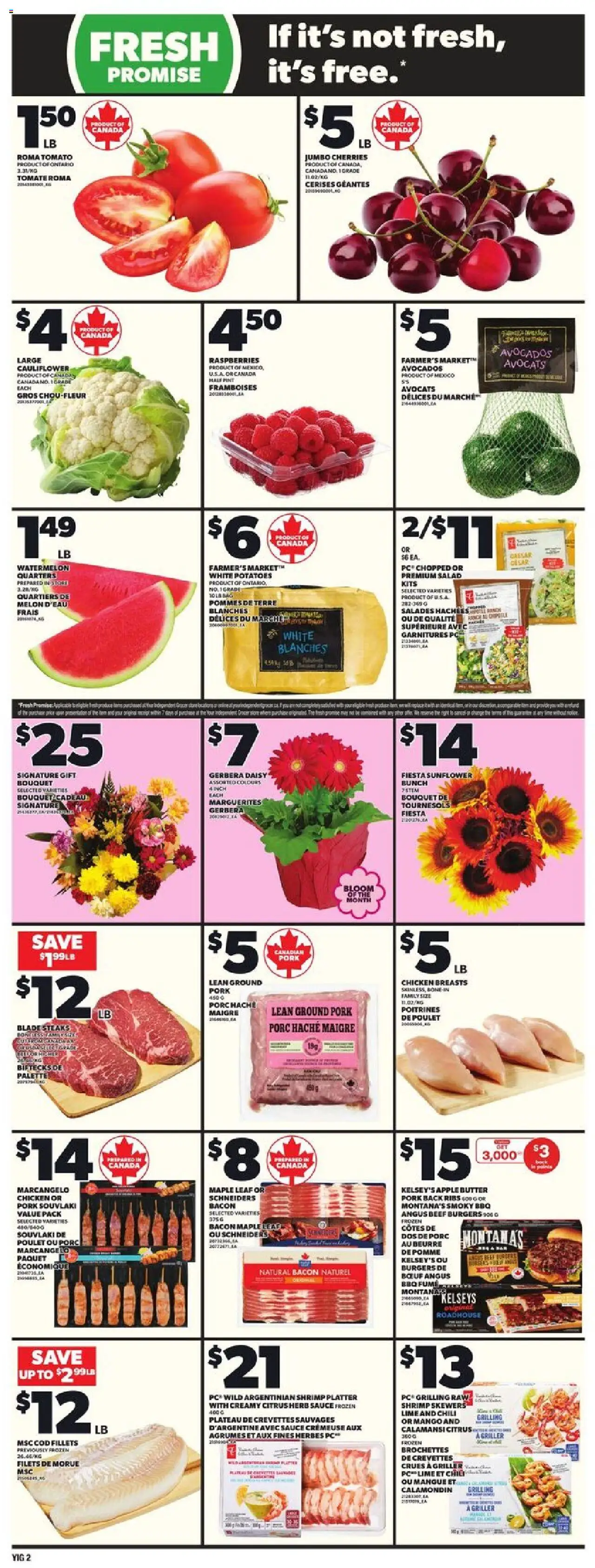 Independent Grocer flyer valid from 14.08.2025 | Page: 5 | Products: Salad, Chicken breasts, Chicken, Pork