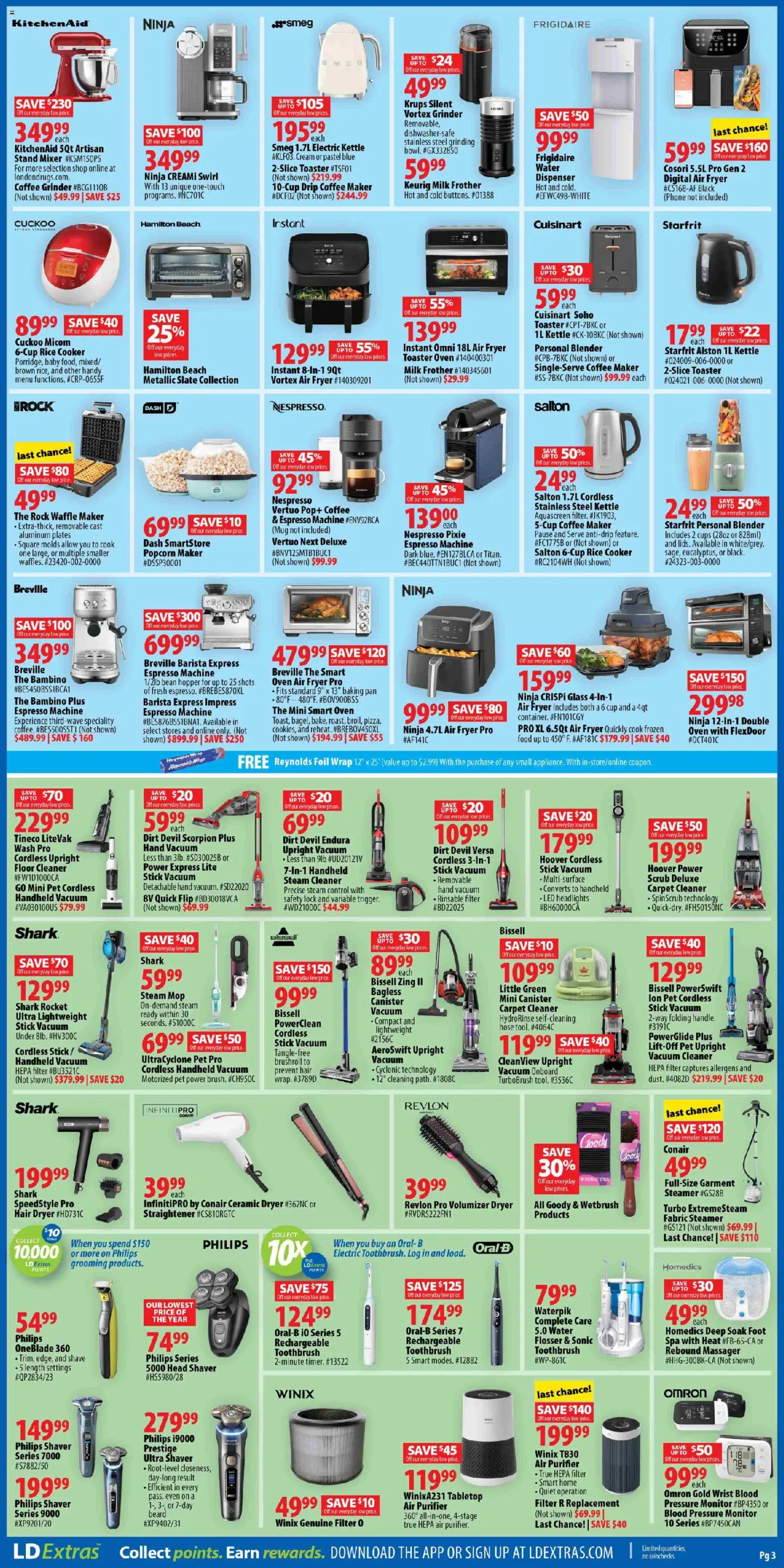 London Drugs flyer valid from 26.12.2025 | Page: 3 | Products: Phone, Fryer, Carpet, Milk