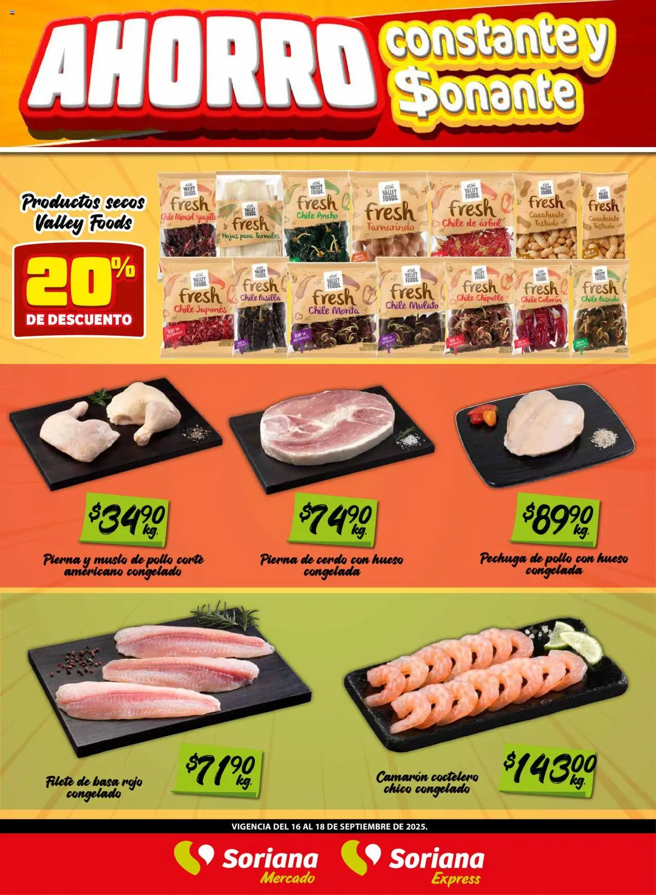 Nuevas ofertas de Soriana válidas en toda la República Mexicana desde el 16.09.2025. ¡Encuentra las mejores ofertas en Soriana - Frescos del Mandado Mercado: Ver, Tab, Chis, Camp, Yuc y Q. Roo! | Página: 2 | Productos: Pollo, Cacahuate, Cerdo