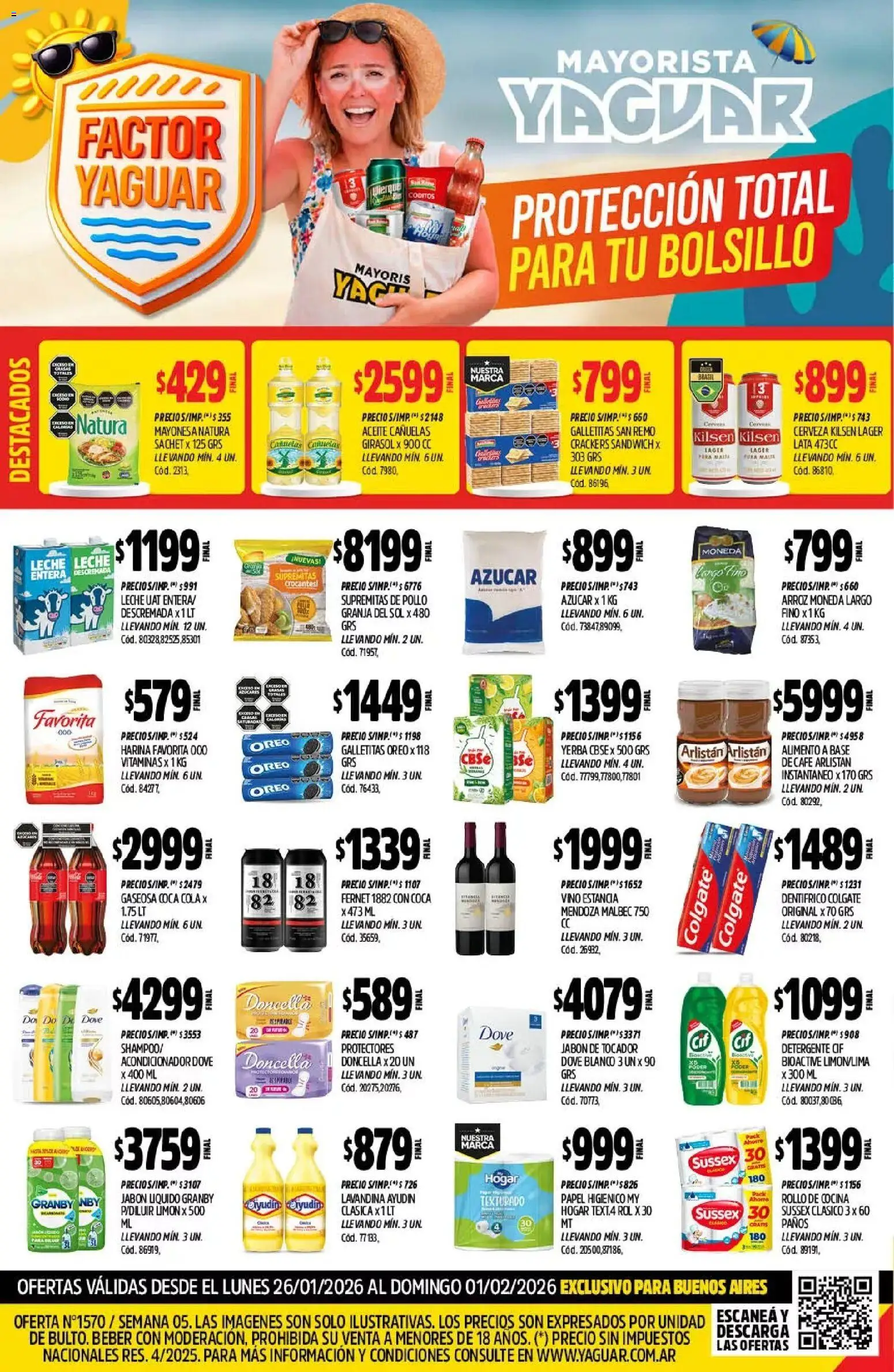 Yaguar catálogo │ válido desde el 26.01.2026 | Página: 1 | Productos: Galletitas, Azucar, Detergente, Limón