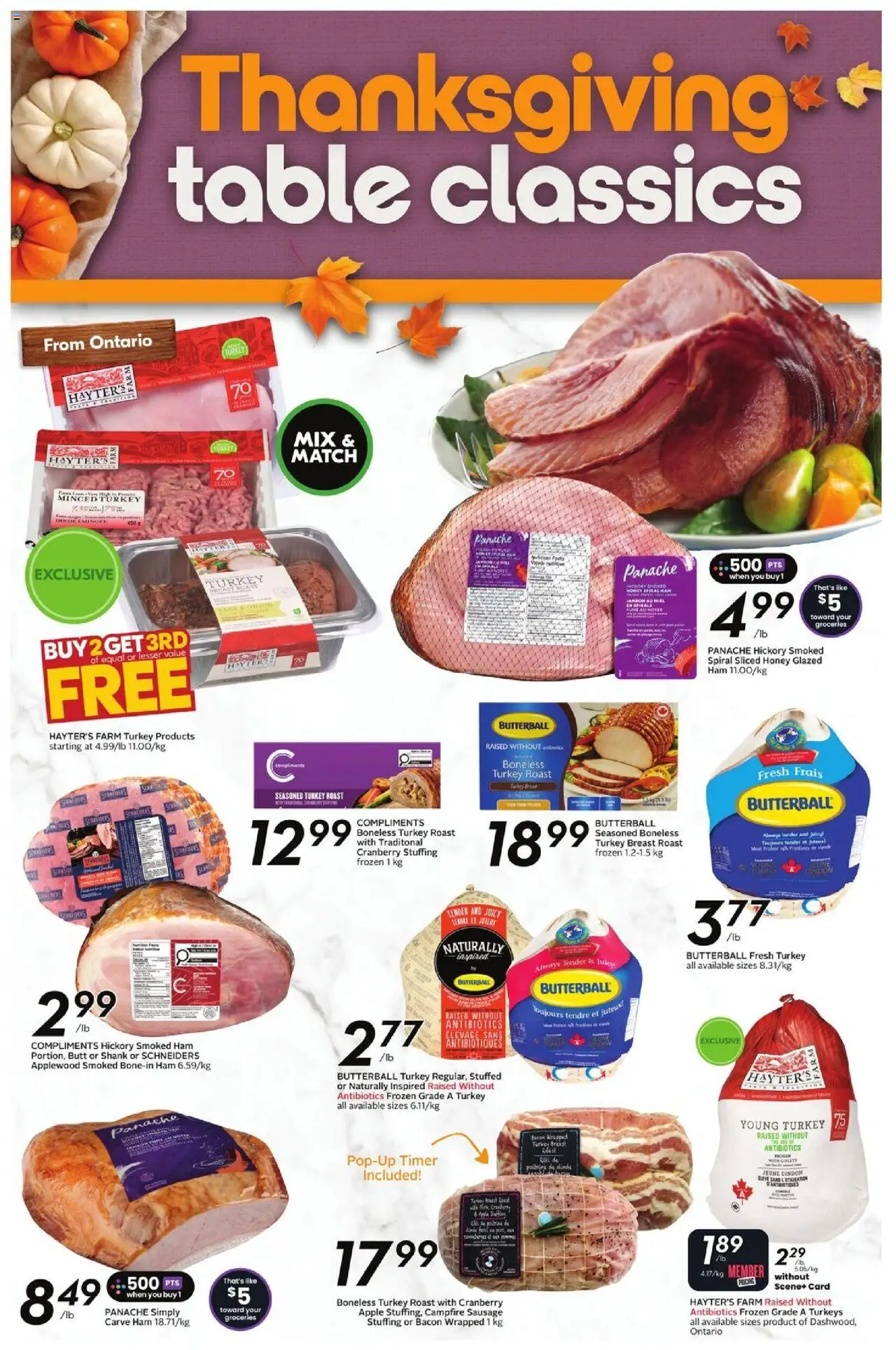 Sobeys flyer valid from 09.10.2025 | Page: 18 | Products: Turkey, Table, Ham